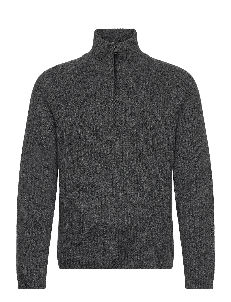 J. Lindeberg - Victor Zip Wool Sweater - tõmblukk-kaelusega dressipluusid - dark grey melange - 1