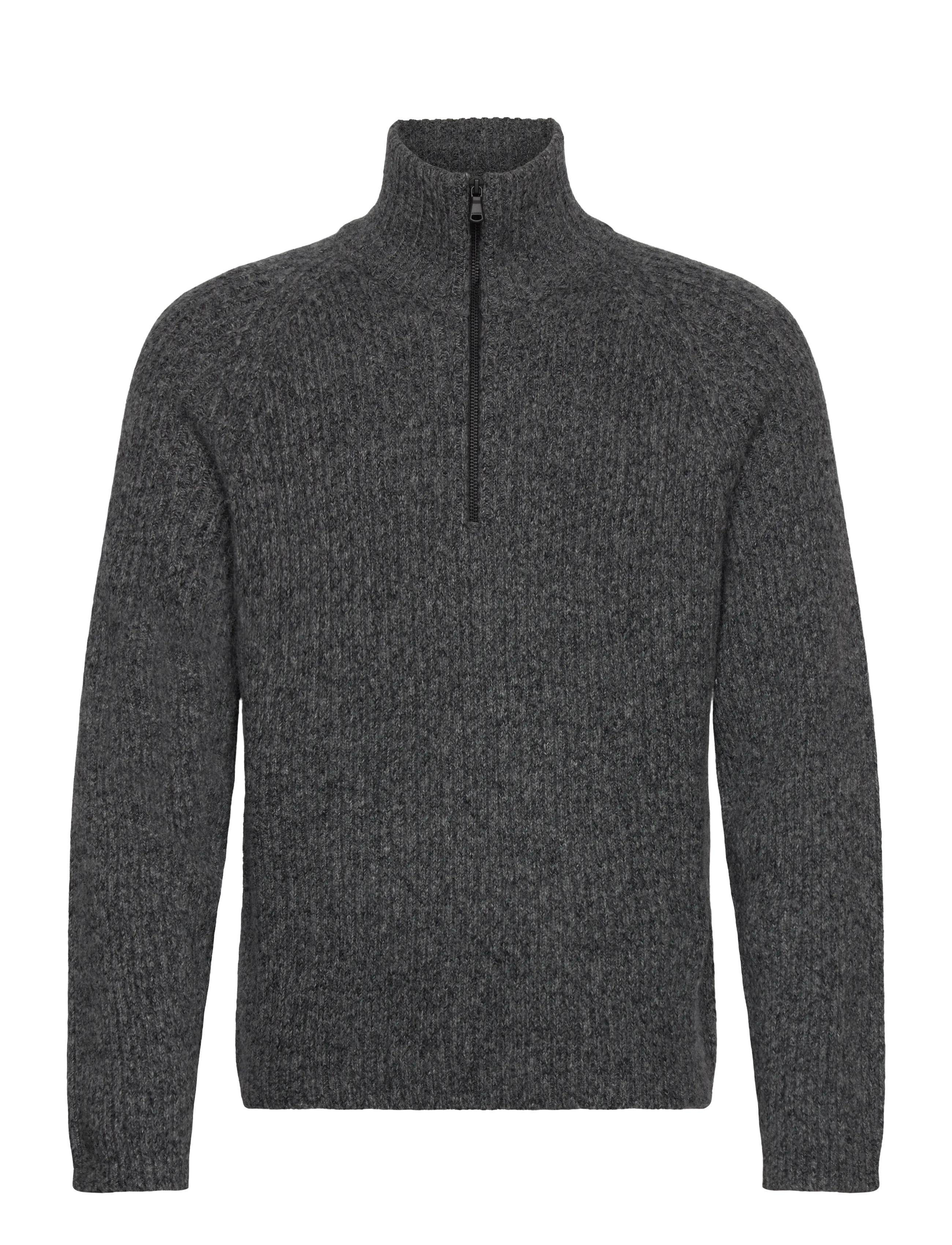 J. Lindeberg Victor Zip Wool Sweater - Halfzip strik - DARK GREY MELANGE / grey