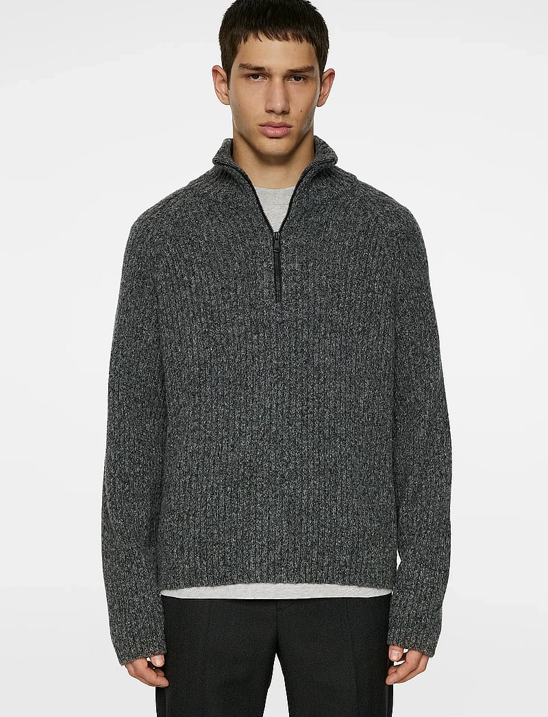 J. Lindeberg - Victor Zip Wool Sweater - tõmblukk-kaelusega dressipluusid - dark grey melange - 0