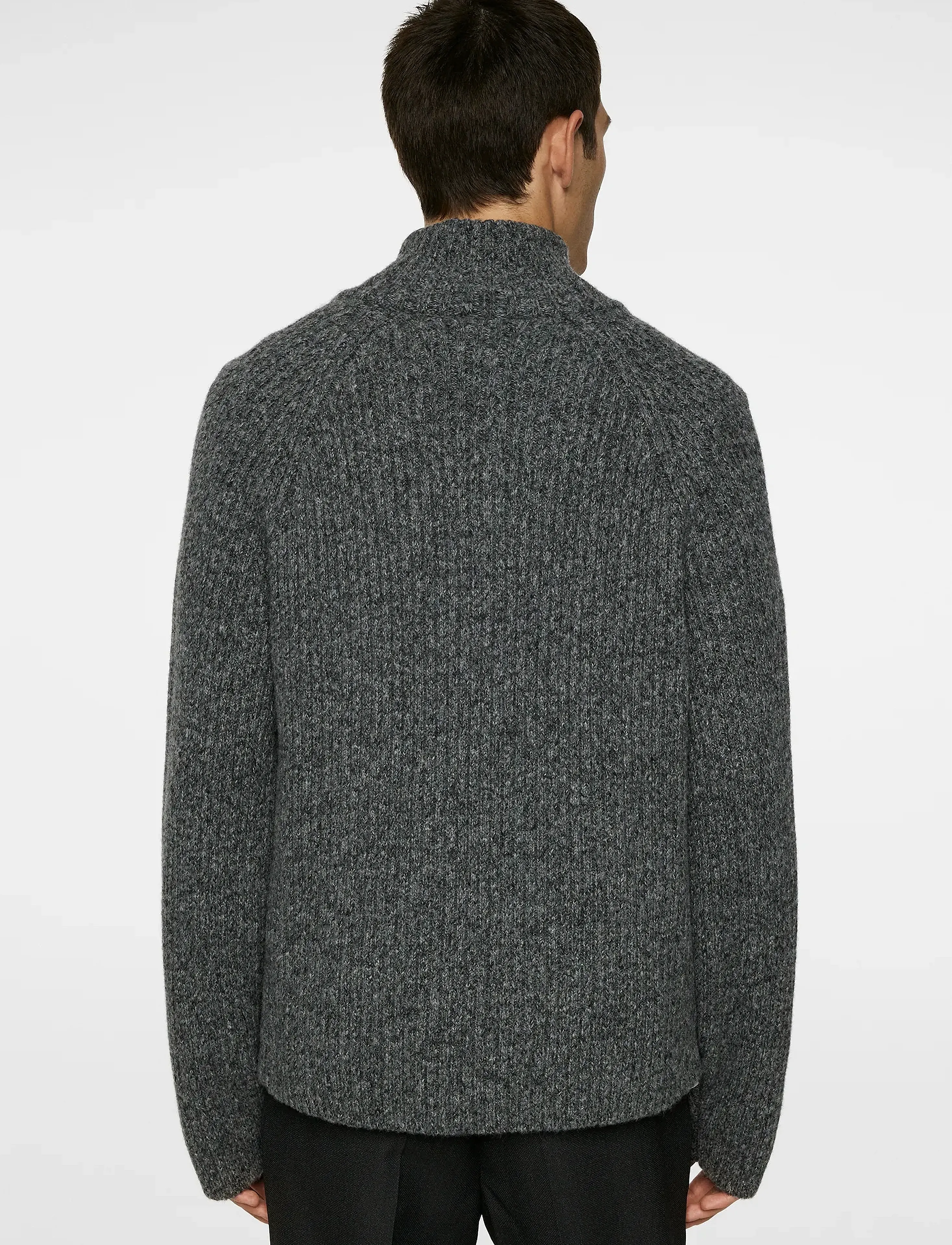 J. Lindeberg - Victor Zip Wool Sweater - tõmblukk-kaelusega džemprid - dark grey melange - 3
