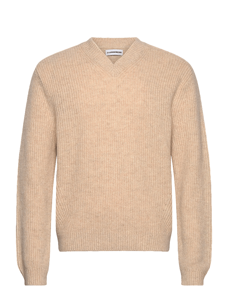J. Lindeberg - Vitor V-neck Heavy Knit - v-ausschnitt - moonbeam melange - 1