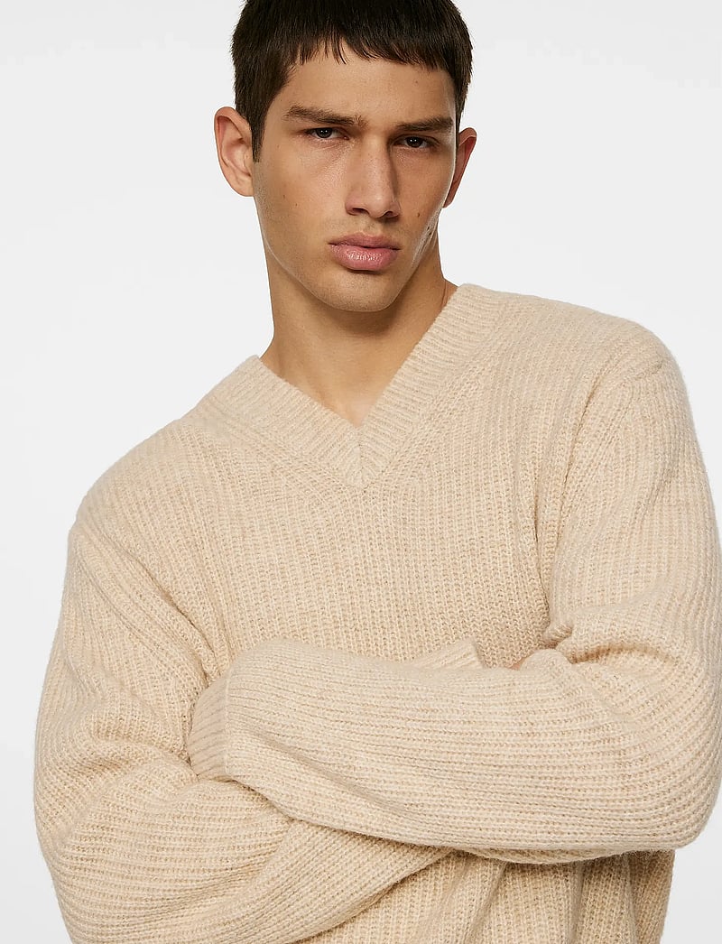 J. Lindeberg - Vitor V-neck Heavy Knit - v-ausschnitt - moonbeam melange - 5