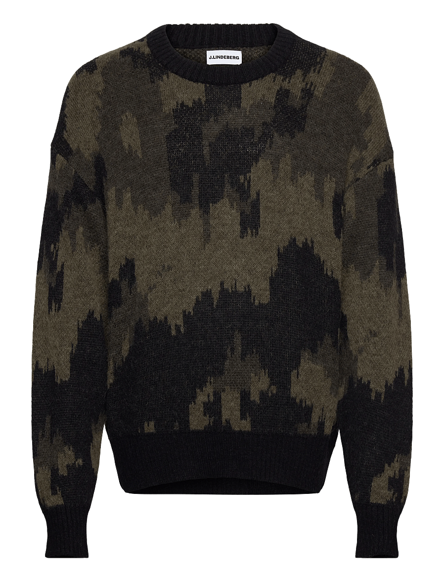 J. Lindeberg - Nate Graphic Jacquard Knit - rund hals - forest green - 1