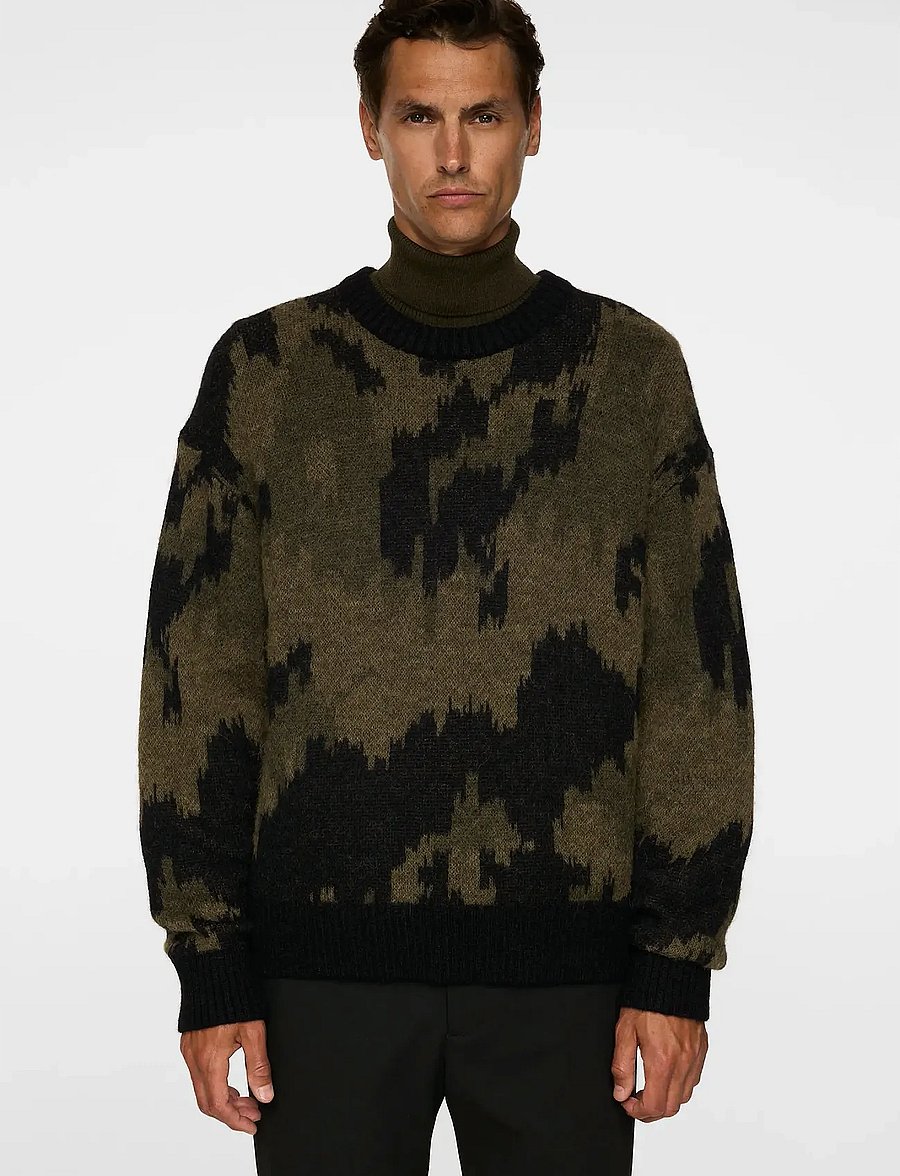 J. Lindeberg - Nate Graphic Jacquard Knit - rund hals - forest green - 0