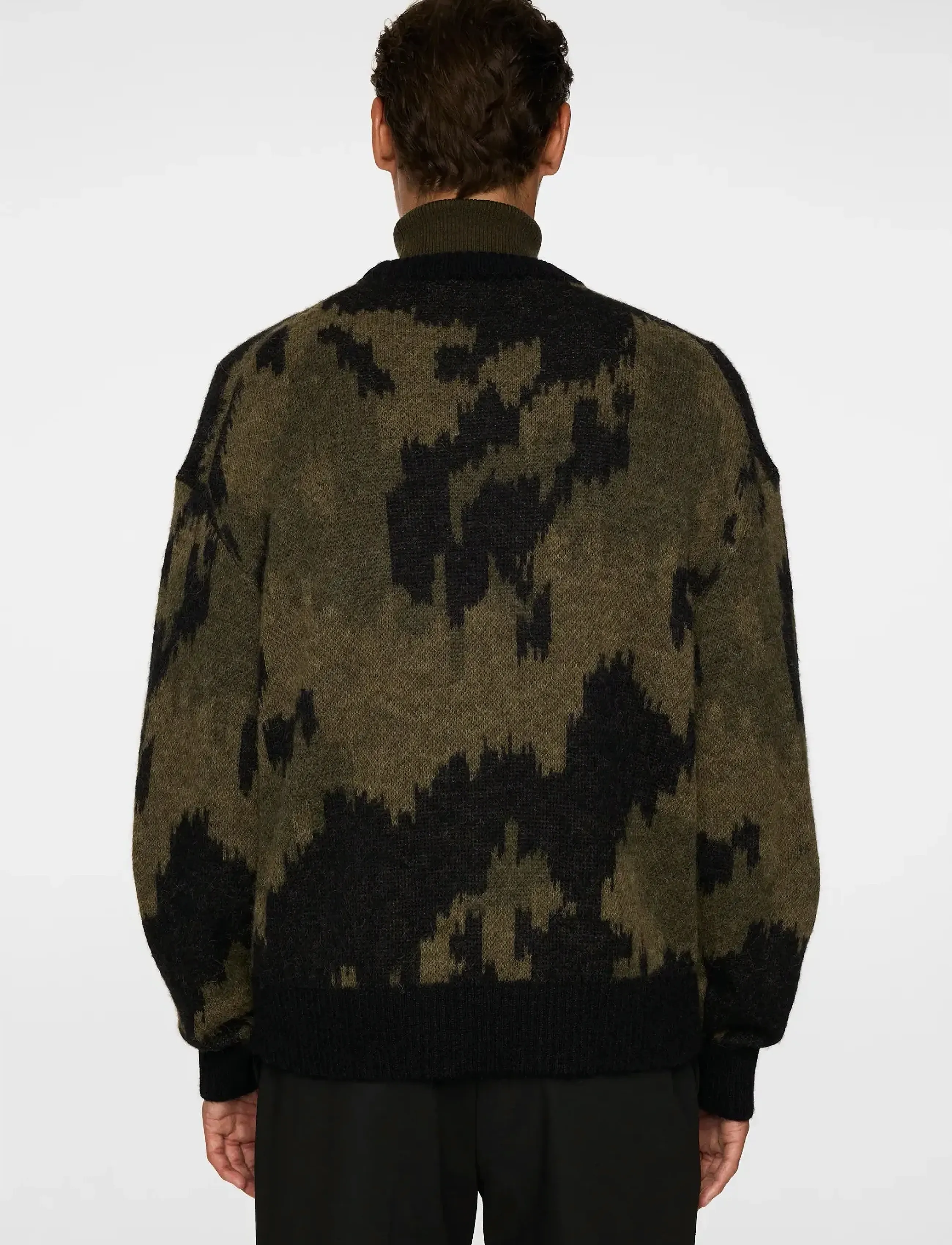 J. Lindeberg - Nate Graphic Jacquard Knit - Ümmarguse kaelusega kudumid - forest green - 3