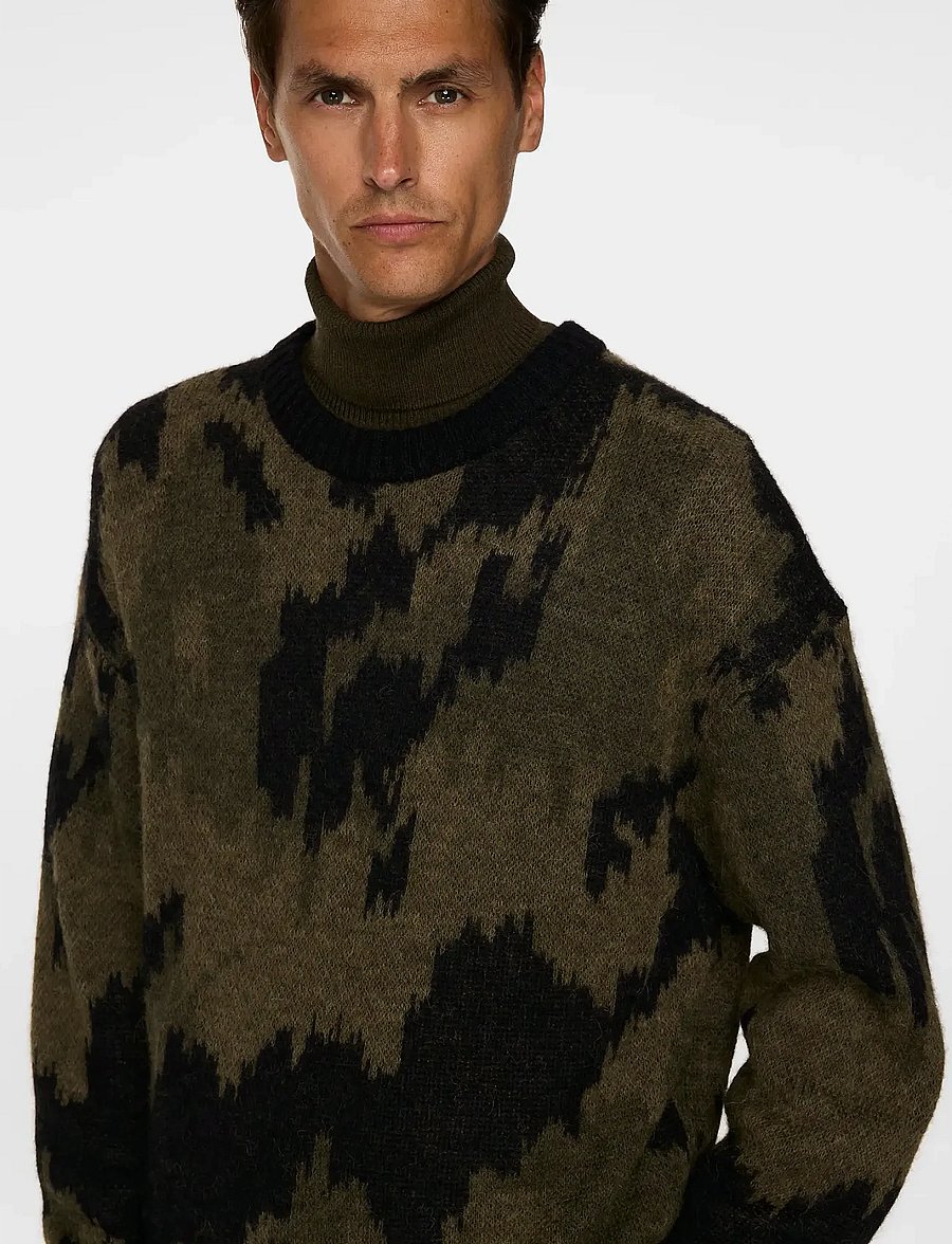 J. Lindeberg - Nate Graphic Jacquard Knit - rund hals - forest green - 5