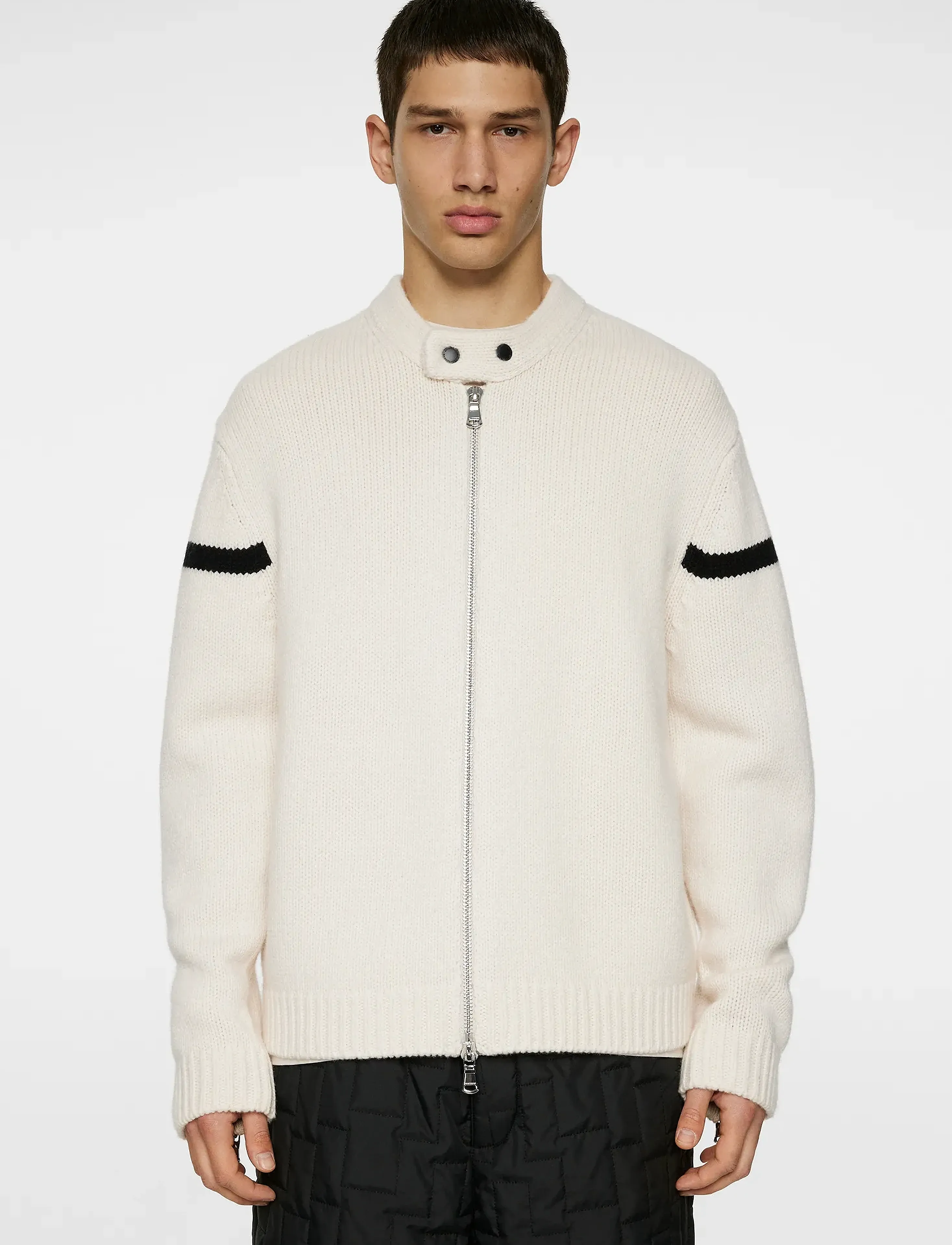 J. Lindeberg Kessler Biker Zip Knit, XXL, Knitwear, Creme - Full Jumpers, Männerswear