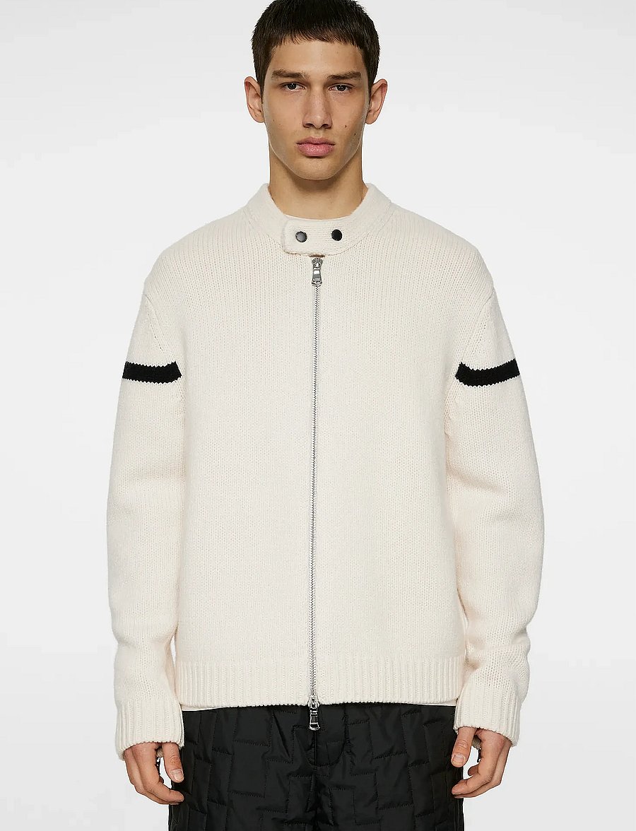 J. Lindeberg - Kessler Biker Zip Knit - pullover mit durchgehendem reißverschluss - moonbeam - 0