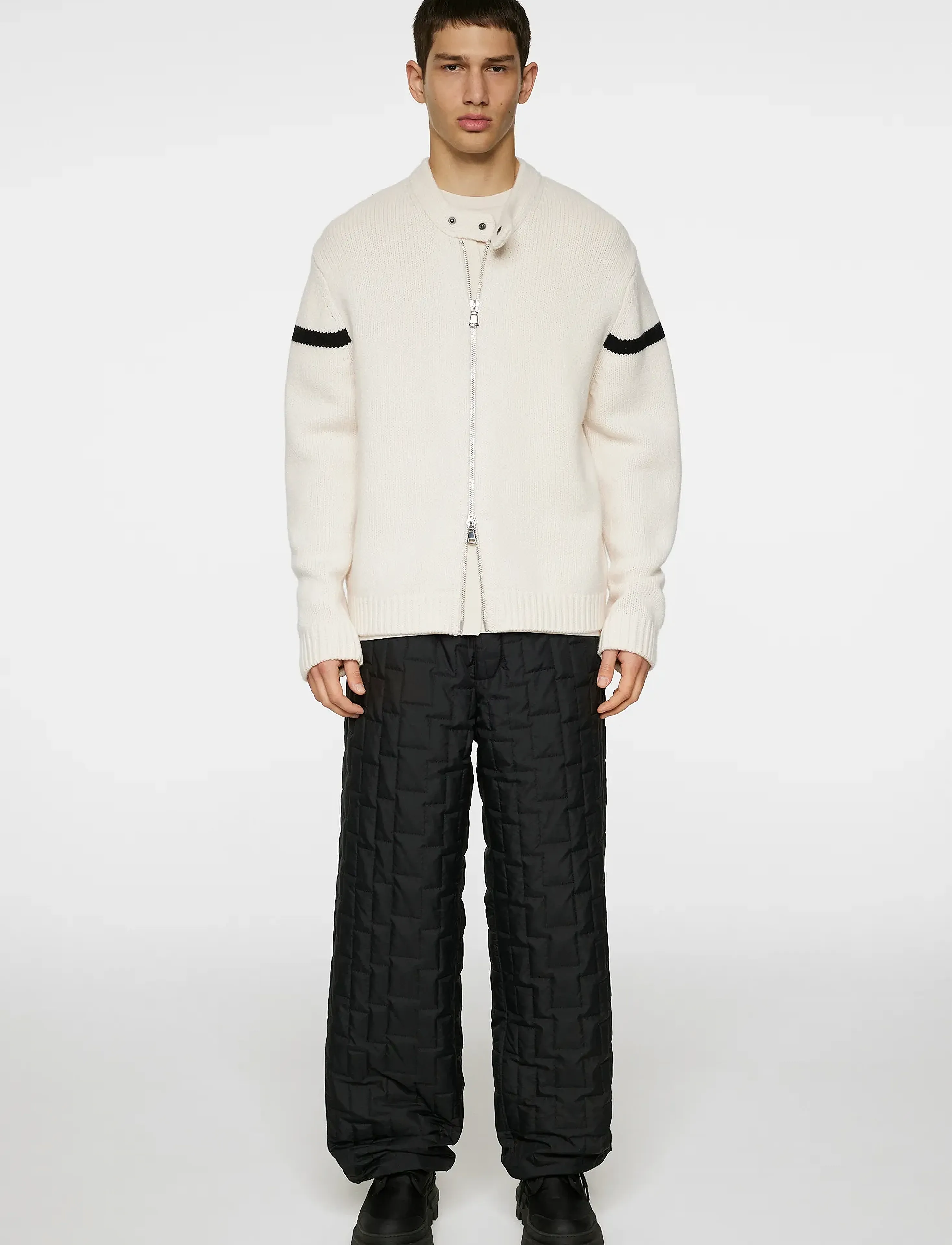 J. Lindeberg - Kessler Biker Zip Knit - full zip jumpers - moonbeam - 4