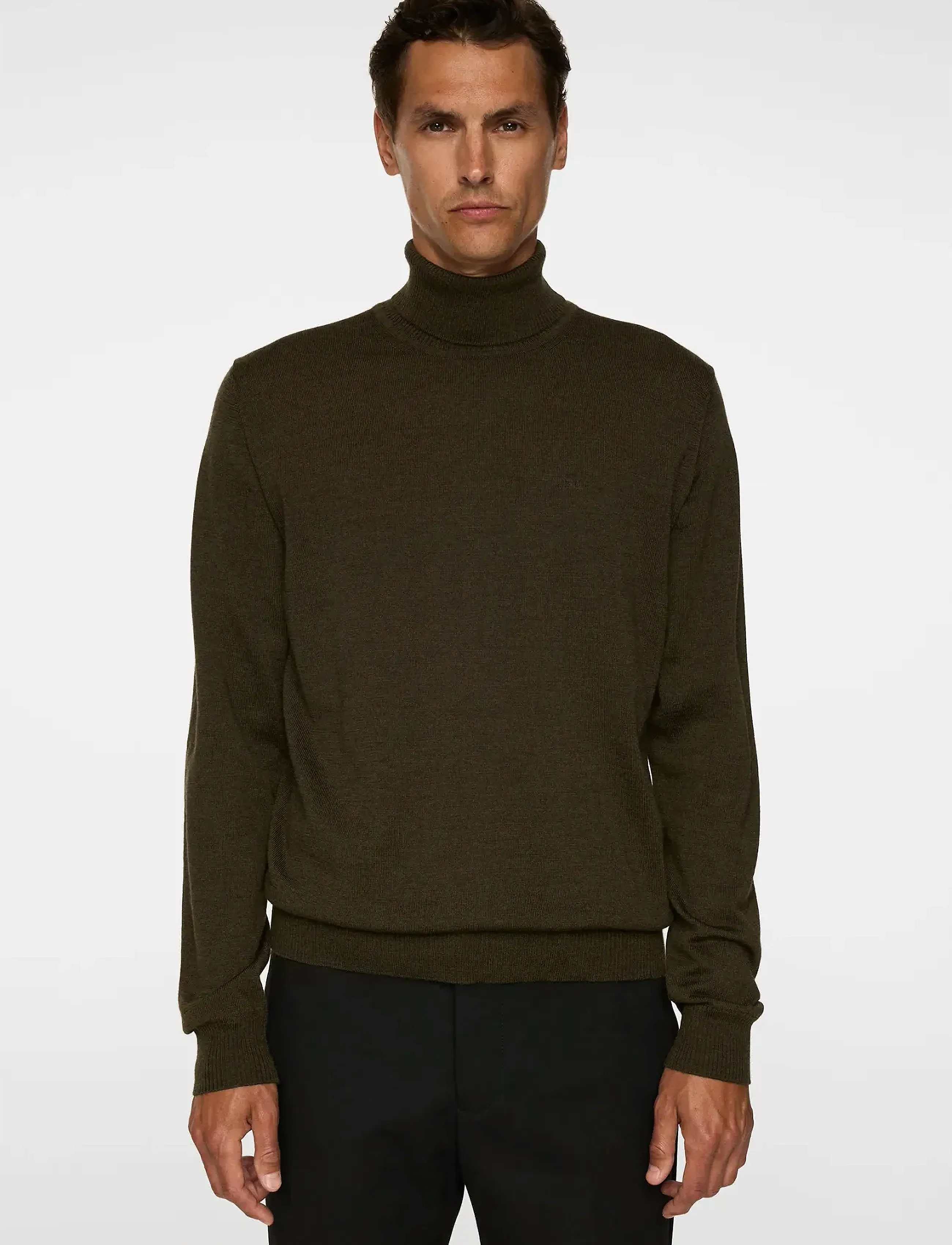 J. Lindeberg Kaden Merino Turtle Neck, S, Khaki green, Strik > Rullekraves, Herre