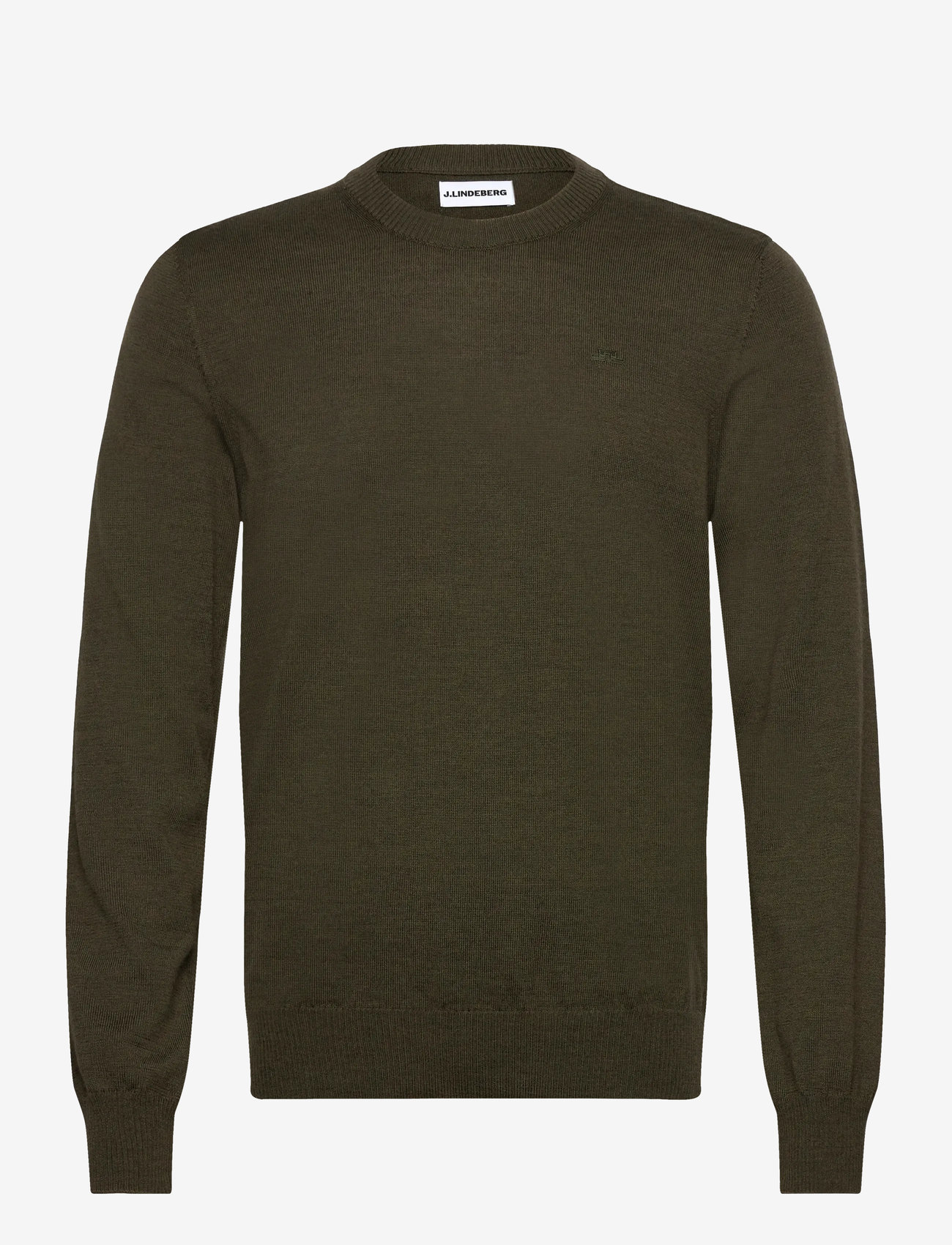 J. Lindeberg - Keane Merino Crew Neck - knitted round necks - forest green melange - 1