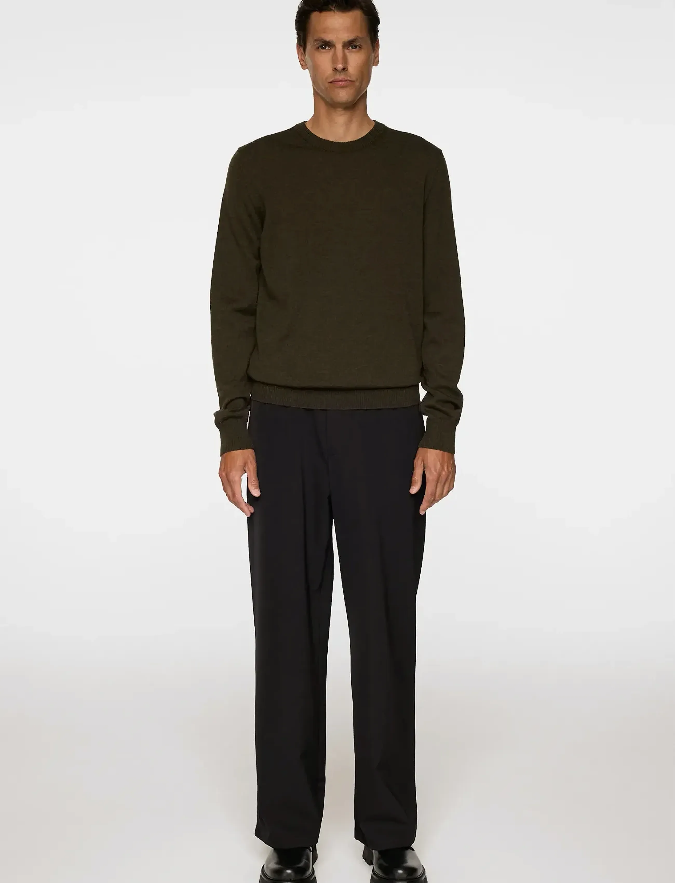 J. Lindeberg - Keane Merino Crew Neck - round necks - forest green melange - 4