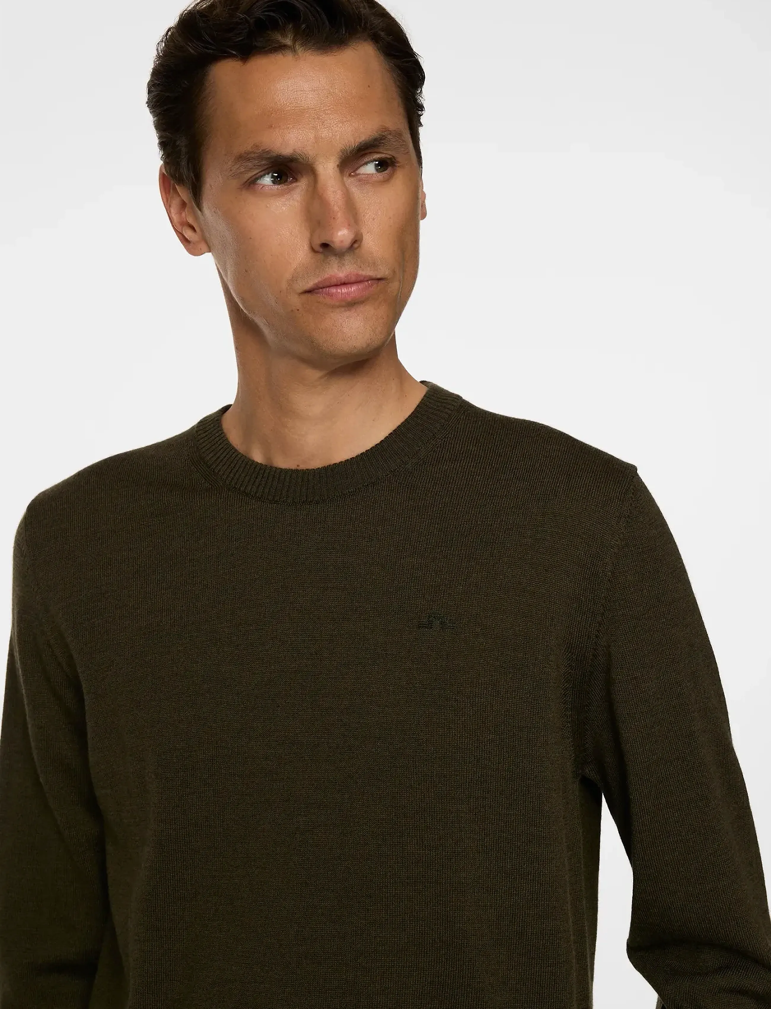 J. Lindeberg - Keane Merino Crew Neck - round necks - forest green melange - 5