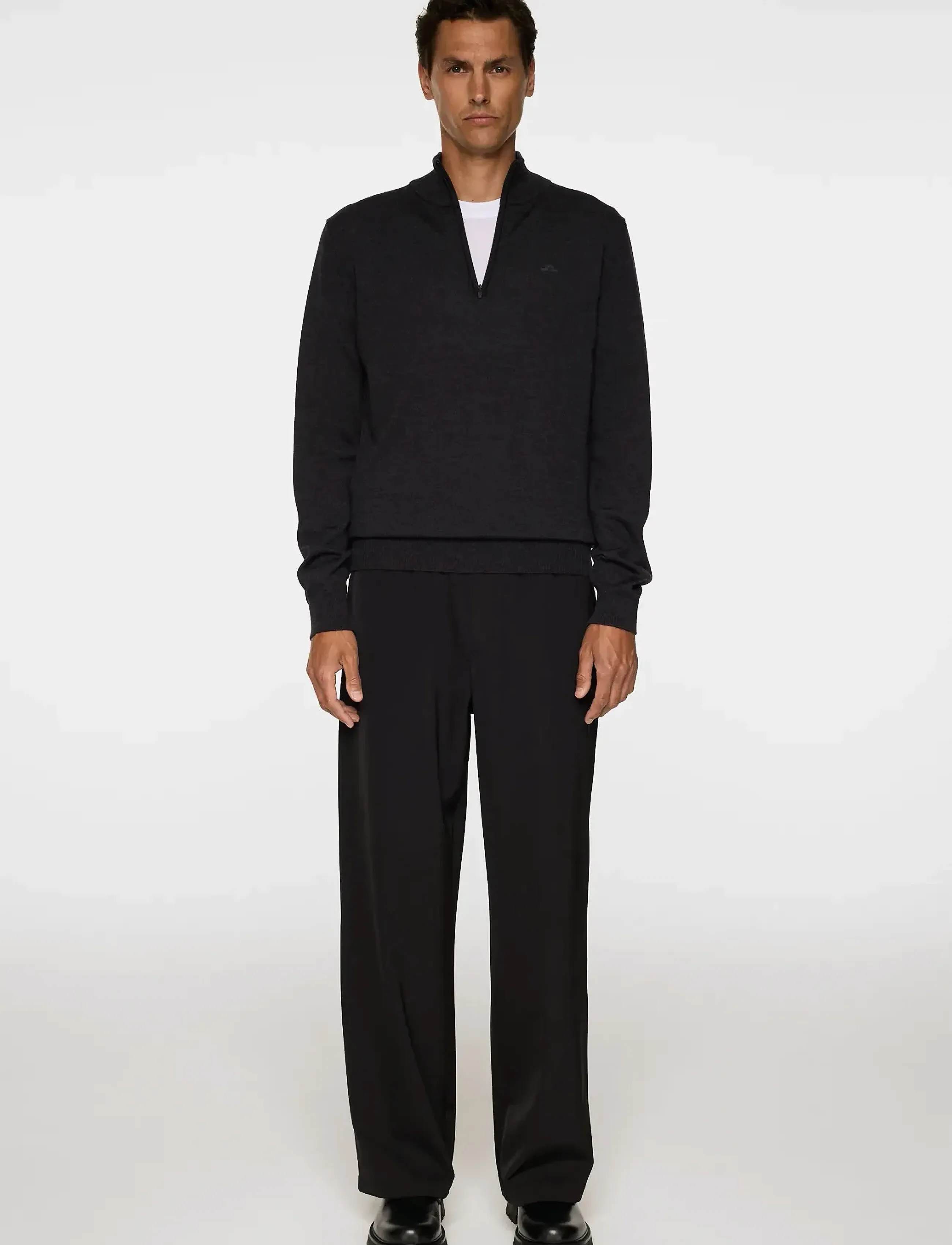 J. Lindeberg - Kiyan Merino Quarter Zip - pullover mit halbem reißverschluss - dark grey melange - 4