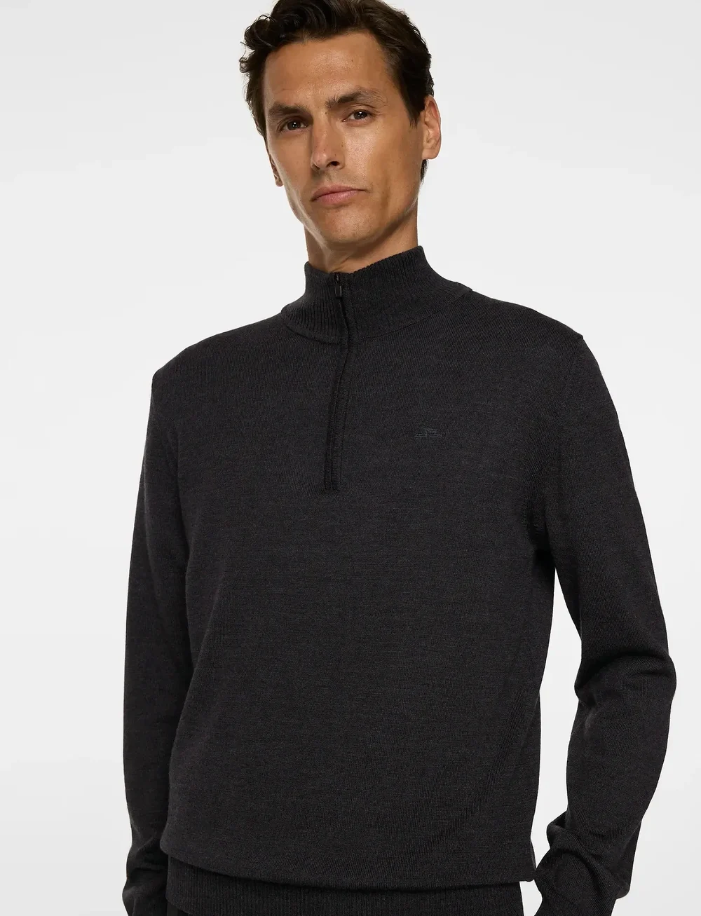 J. Lindeberg - Kiyan Merino Quarter Zip - half zip-tröjor - dark grey melange - 5