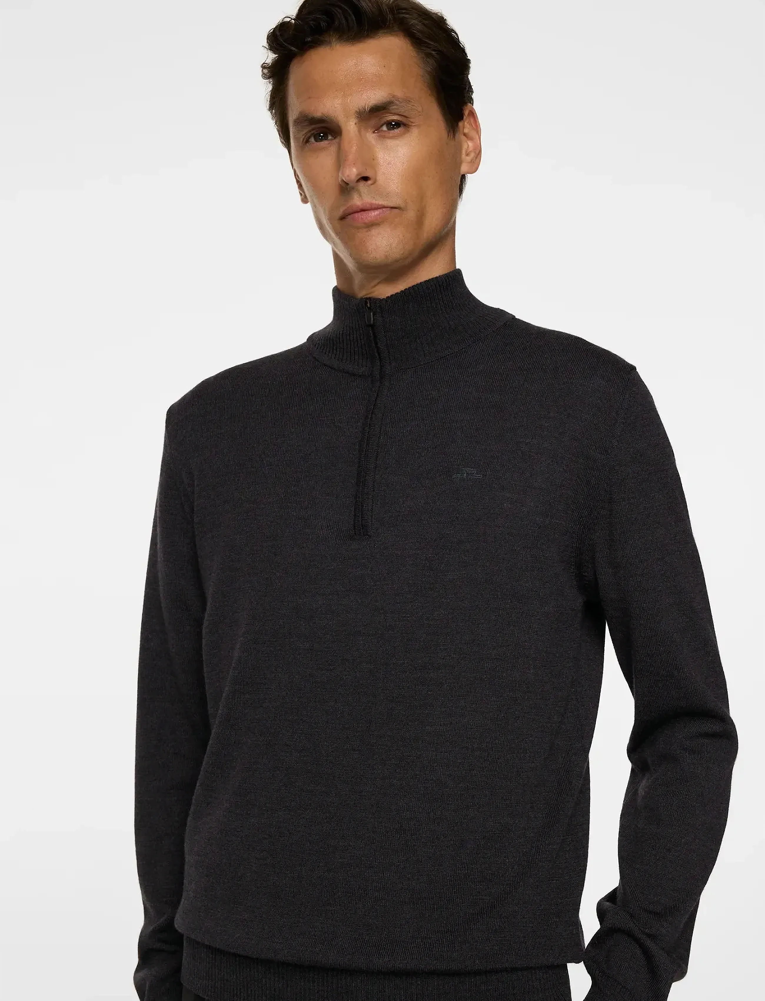J. Lindeberg - Kiyan Merino Quarter Zip - pullover mit halbem reißverschluss - dark grey melange - 5