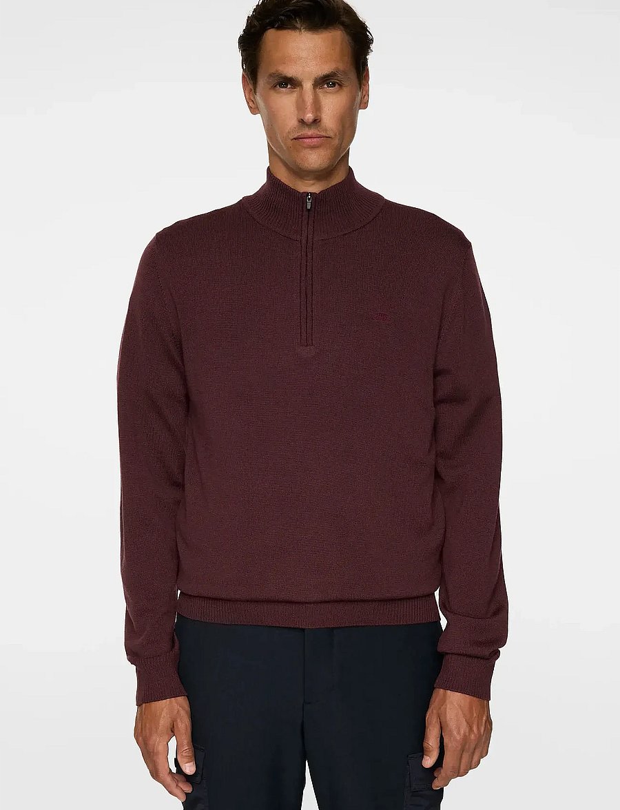 J. Lindeberg - Kiyan Merino Quarter Zip - poolpika lukuga džemprid - huckleberry - 0