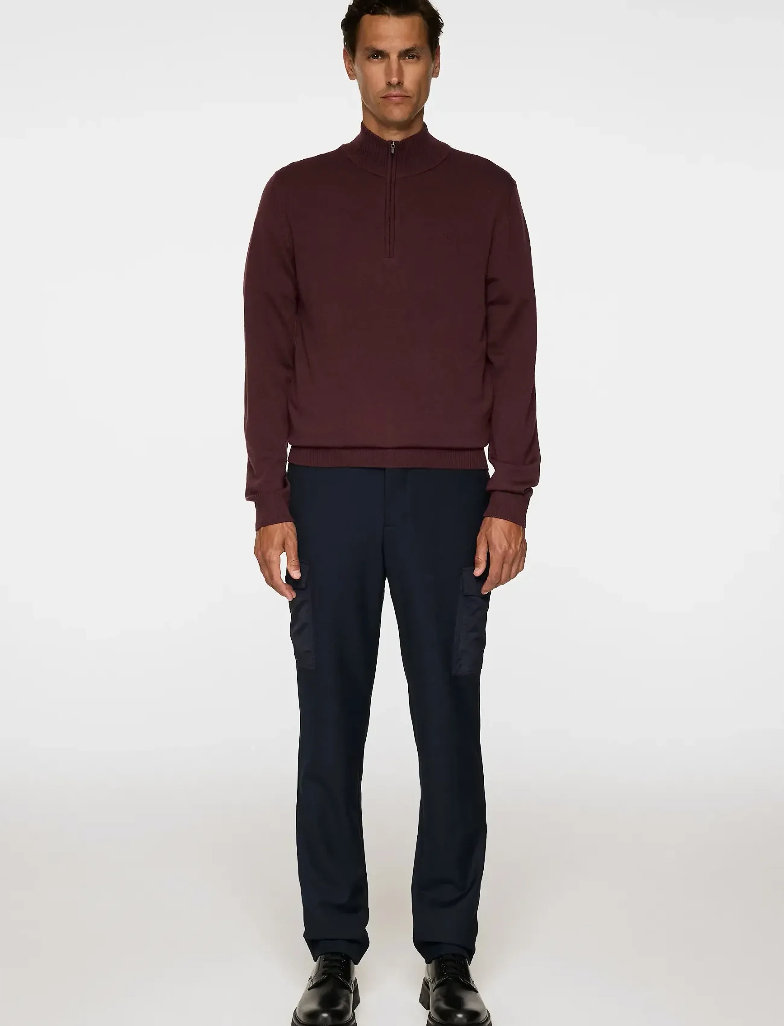J. Lindeberg - Kiyan Merino Quarter Zip - halfzip strik - huckleberry - 4