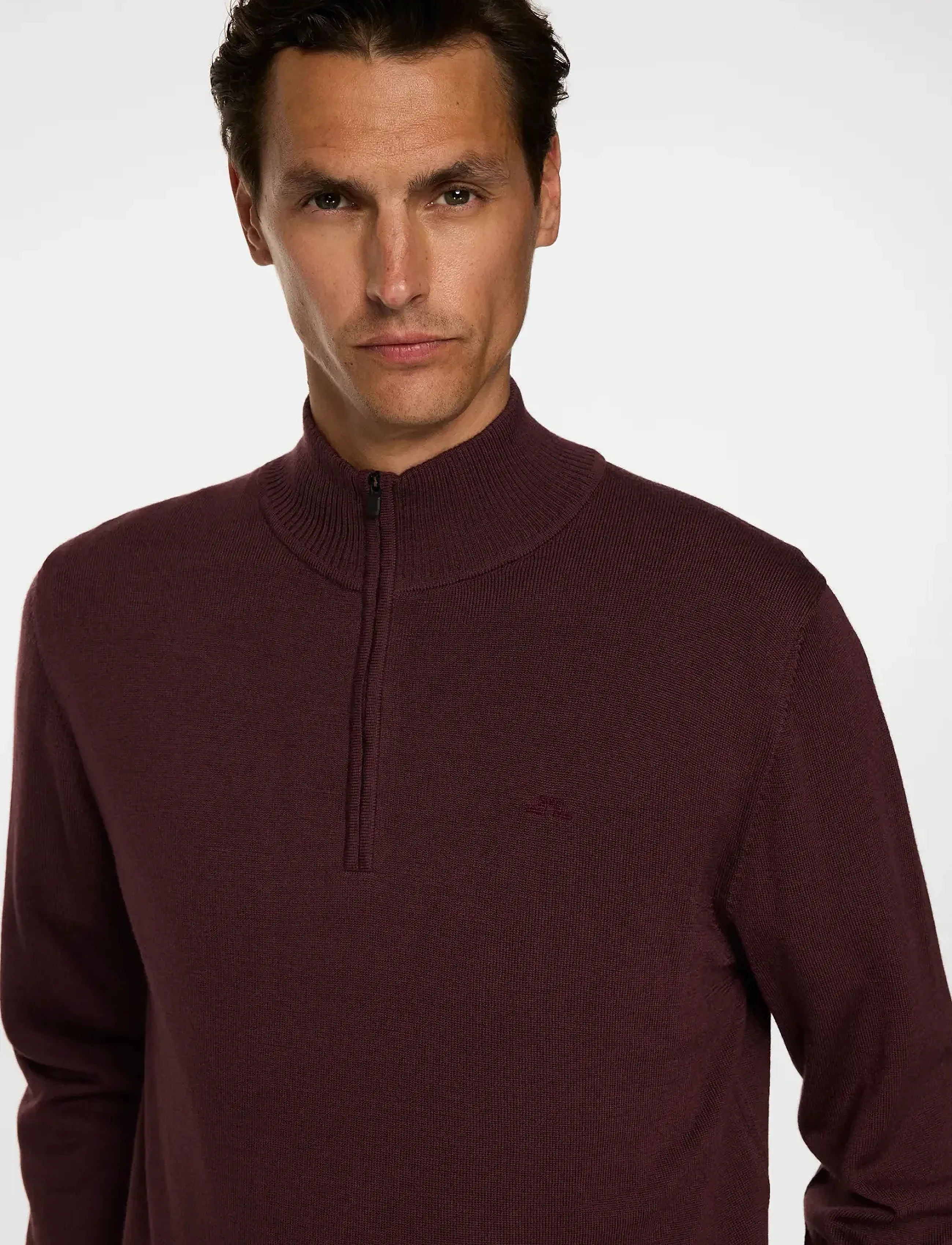 J. Lindeberg - Kiyan Merino Quarter Zip - halfzip strik - huckleberry - 5