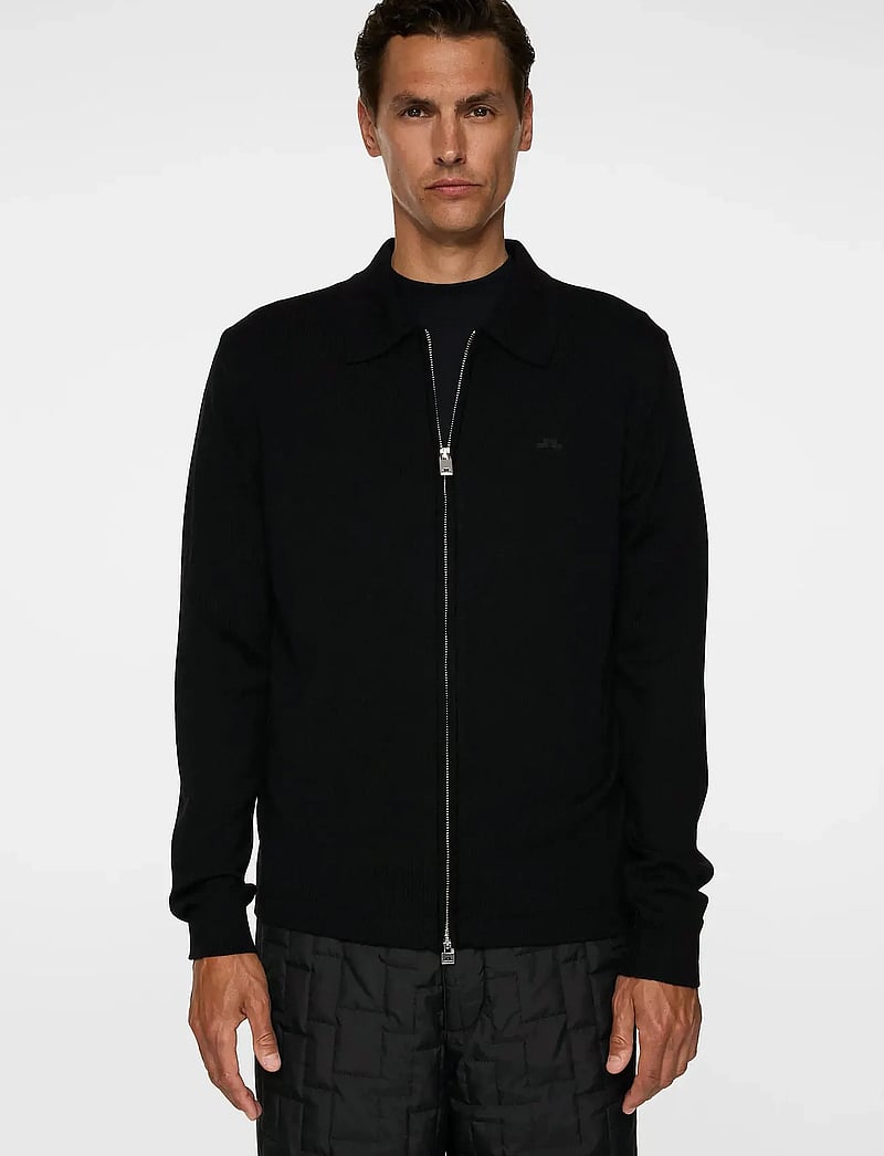 J. Lindeberg - Kaleb Merino Zip Cardigan - full zip jumpers - black - 0
