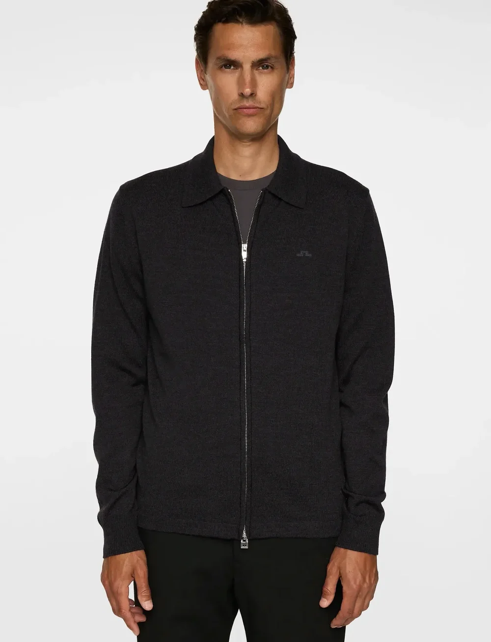 J. Lindeberg - Kaleb Merino Zip Cardigan - pullover mit durchgehendem reißverschluss - dark grey melange - 0