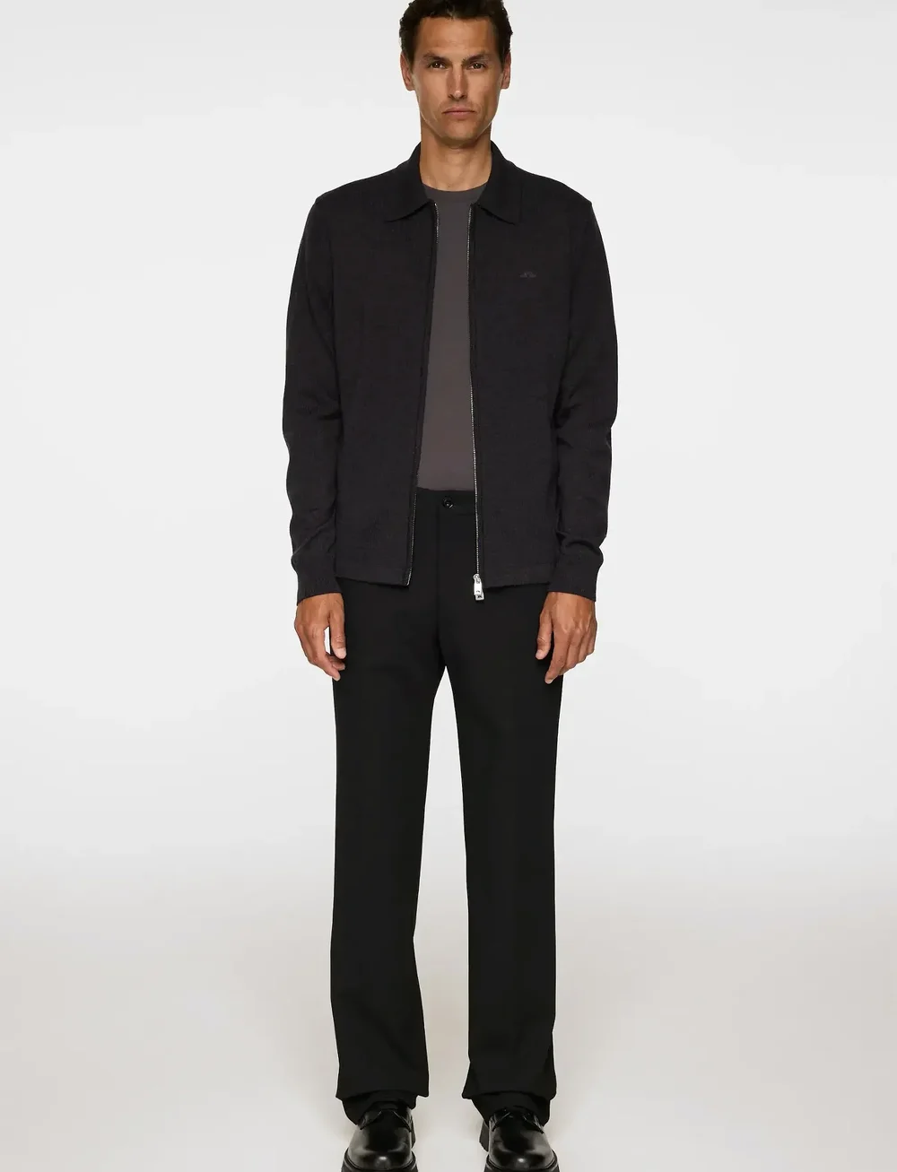 J. Lindeberg - Kaleb Merino Zip Cardigan - pullover mit durchgehendem reißverschluss - dark grey melange - 4