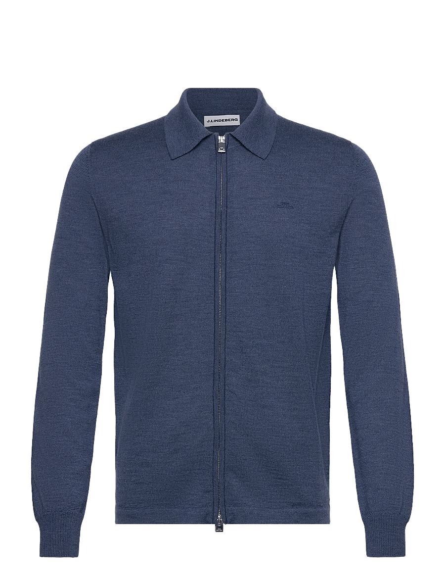 J. Lindeberg - Kaleb Merino Zip Cardigan - vintage indigo melange - 1