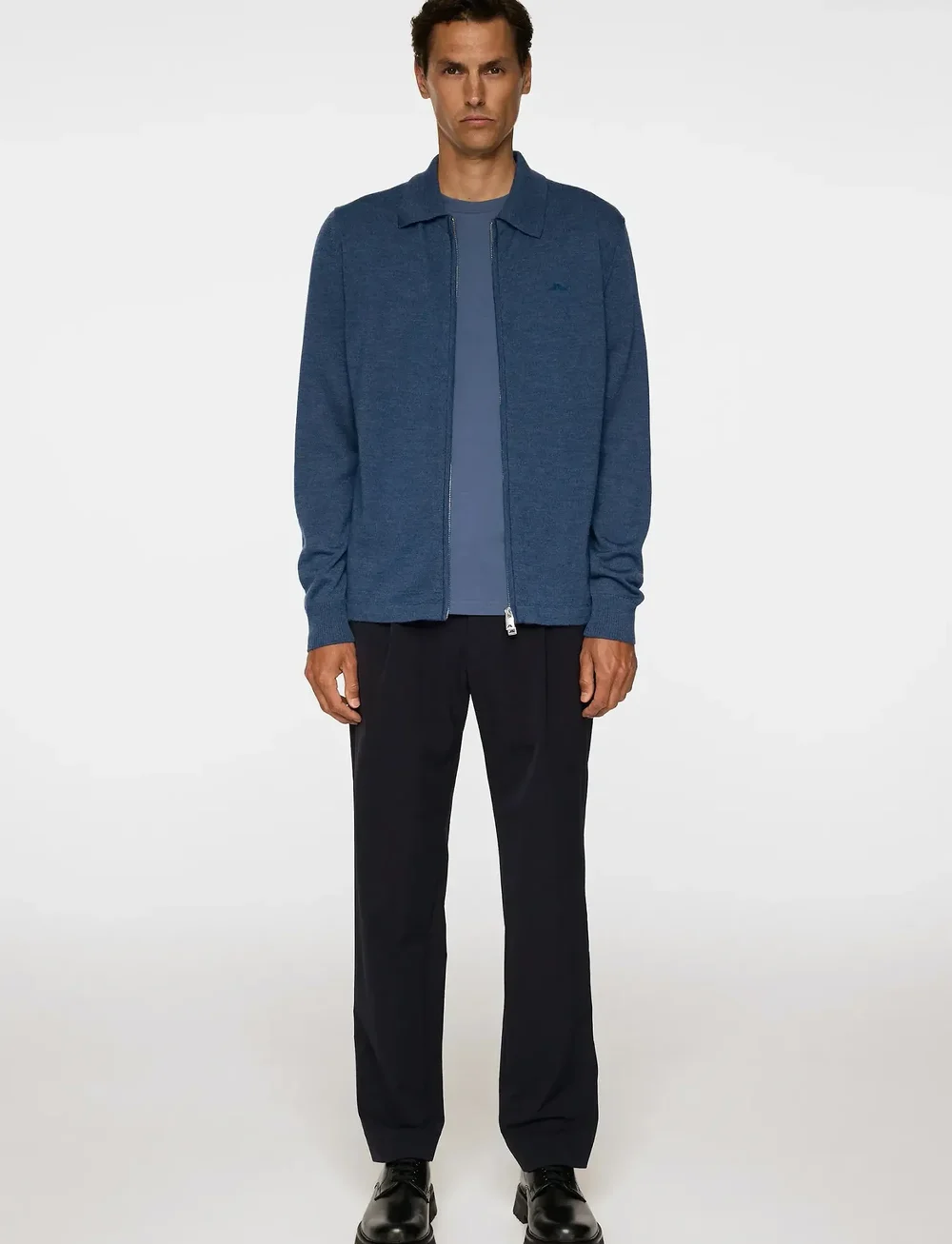 J. Lindeberg - Kaleb Merino Zip Cardigan - full zip tröjor - vintage indigo melange - 4