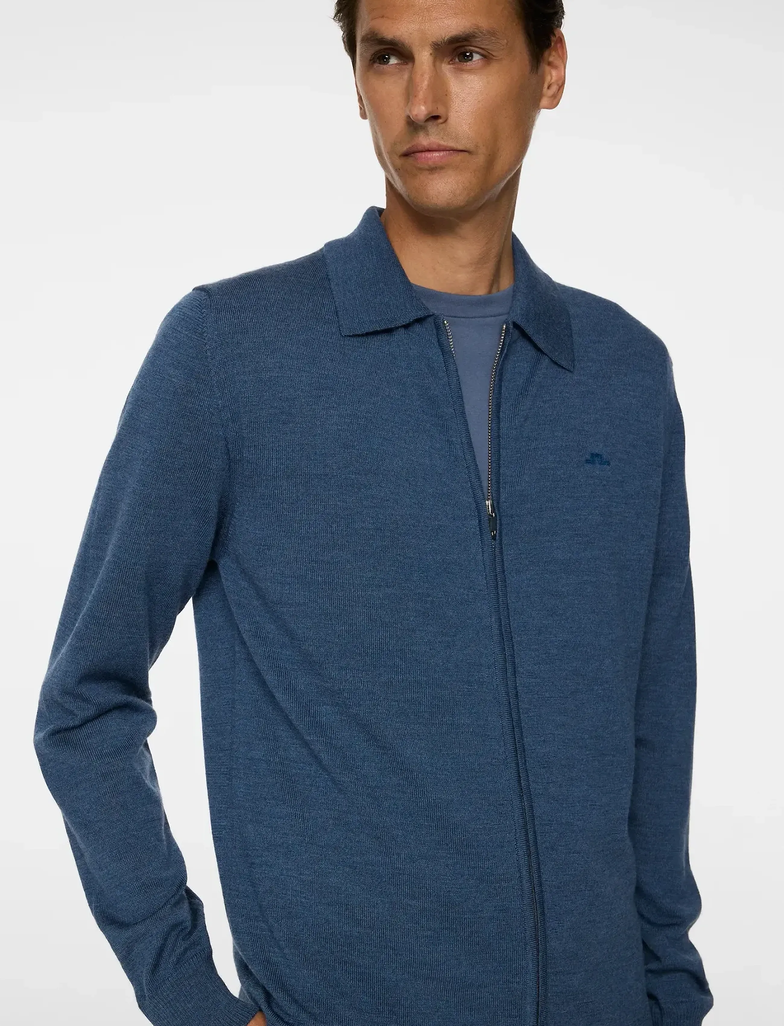 J. Lindeberg - Kaleb Merino Zip Cardigan - vintage indigo melange - 5