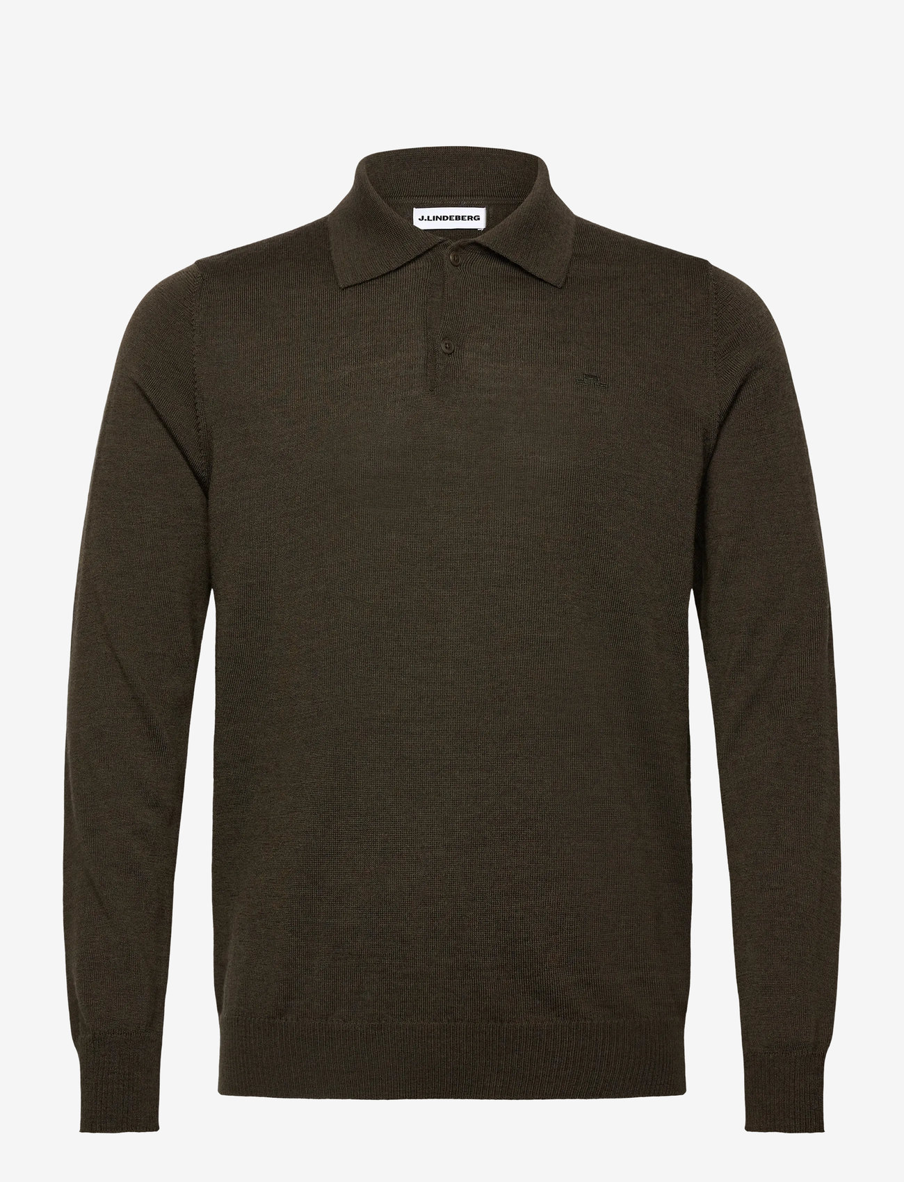 J. Lindeberg - Kai Knitted Merino Polo - knitted polos - forest green melange - 1