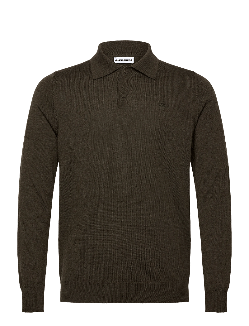 J. Lindeberg - Kai Knitted Merino Polo - geweven polo's - forest green melange - 1