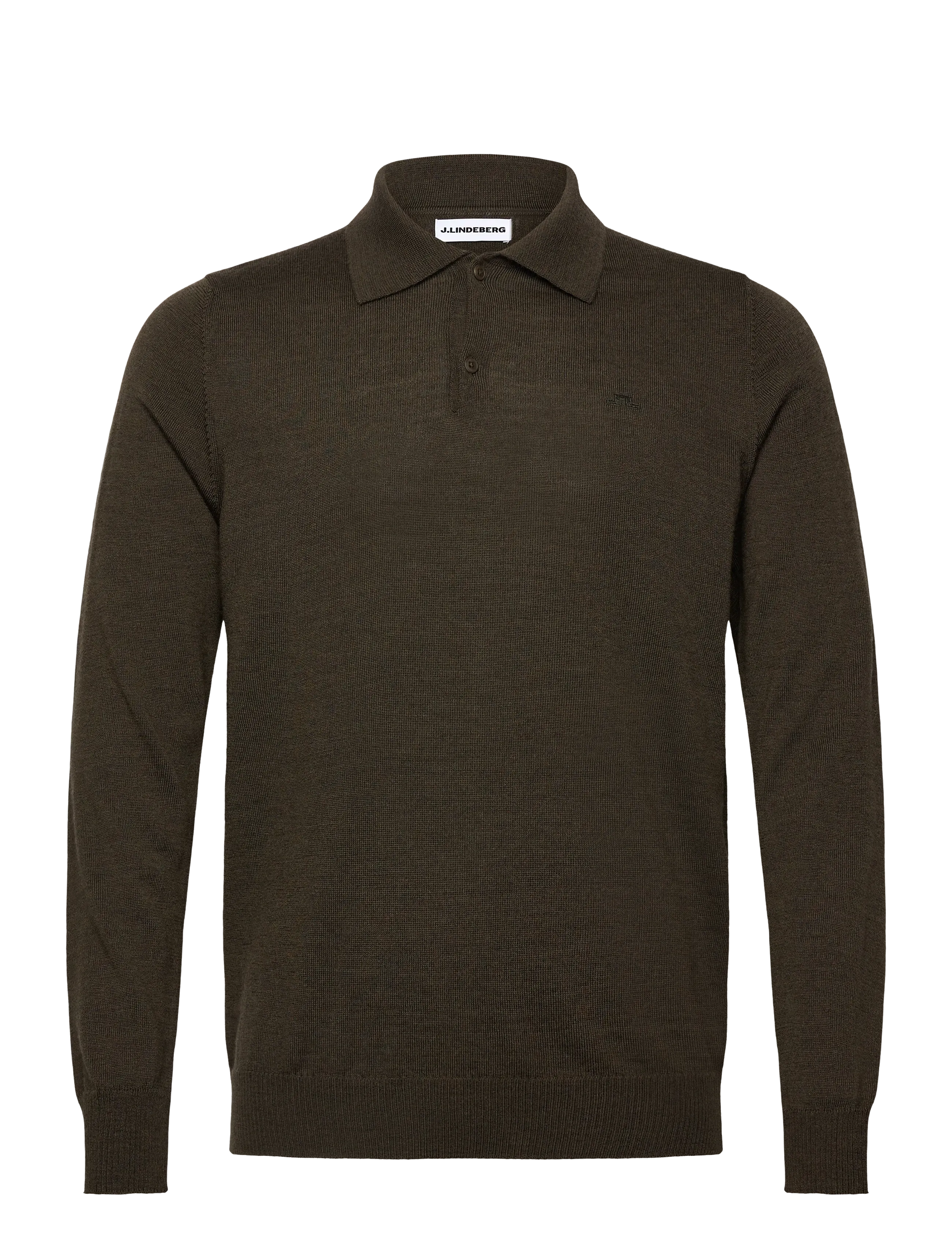 J. Lindeberg - Kai Knitted Merino Polo - langermede, strikkede pologensere - forest green melange - 1