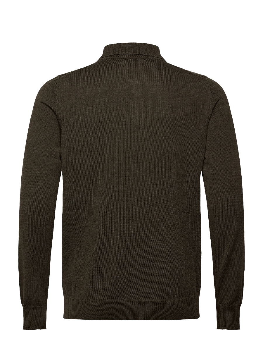 J. Lindeberg - Kai Knitted Merino Polo - langermede, strikkede pologensere - forest green melange - 2