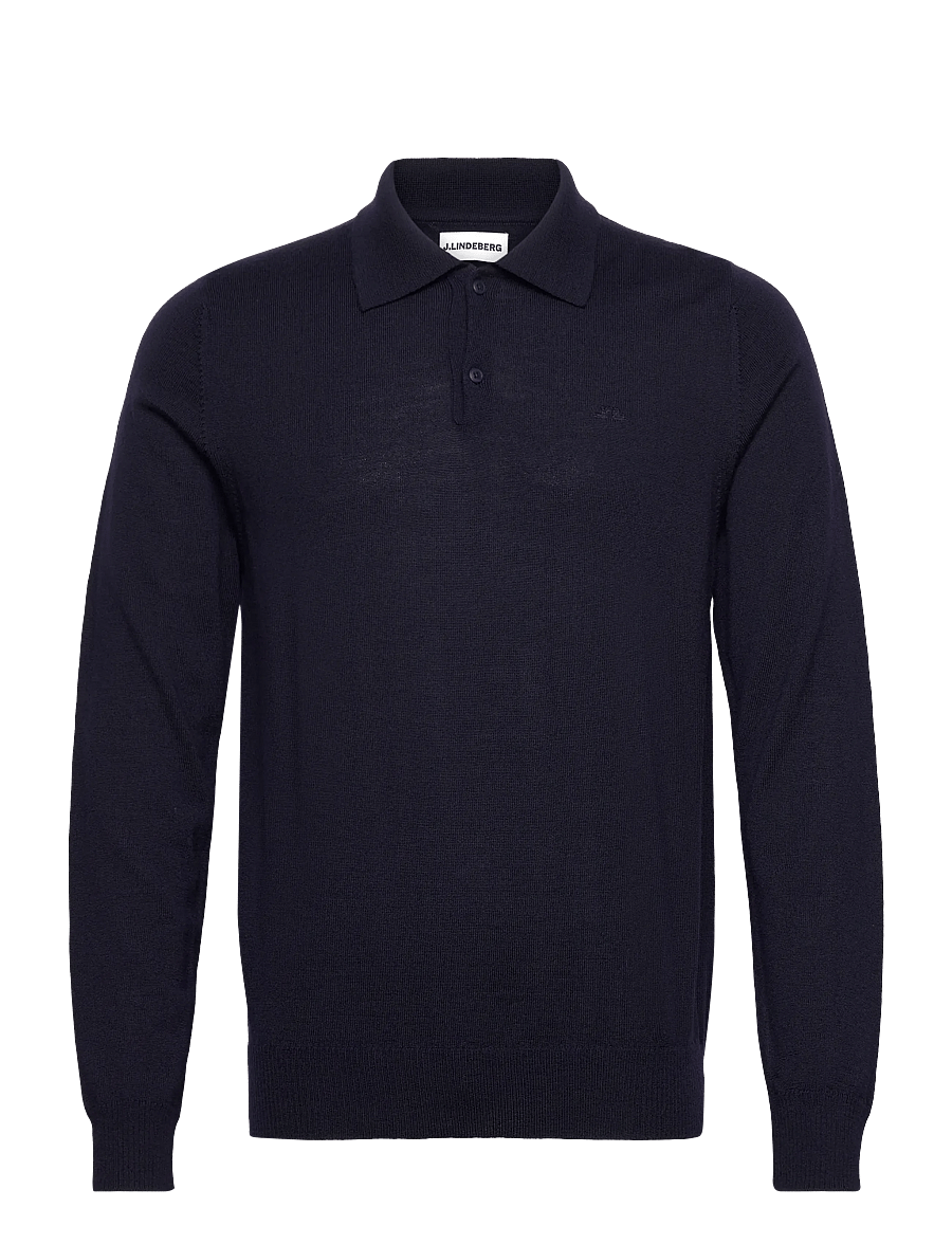J. Lindeberg - Kai Knitted Merino Polo - langärmelige gestrickte polohemden - jl navy - 1