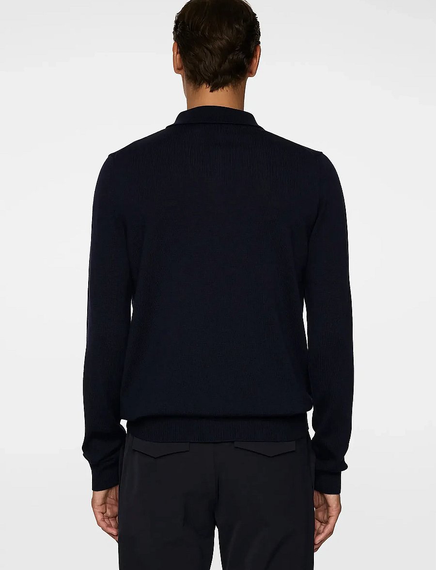 J. Lindeberg - Kai Knitted Merino Polo - langärmelige gestrickte polohemden - jl navy - 3