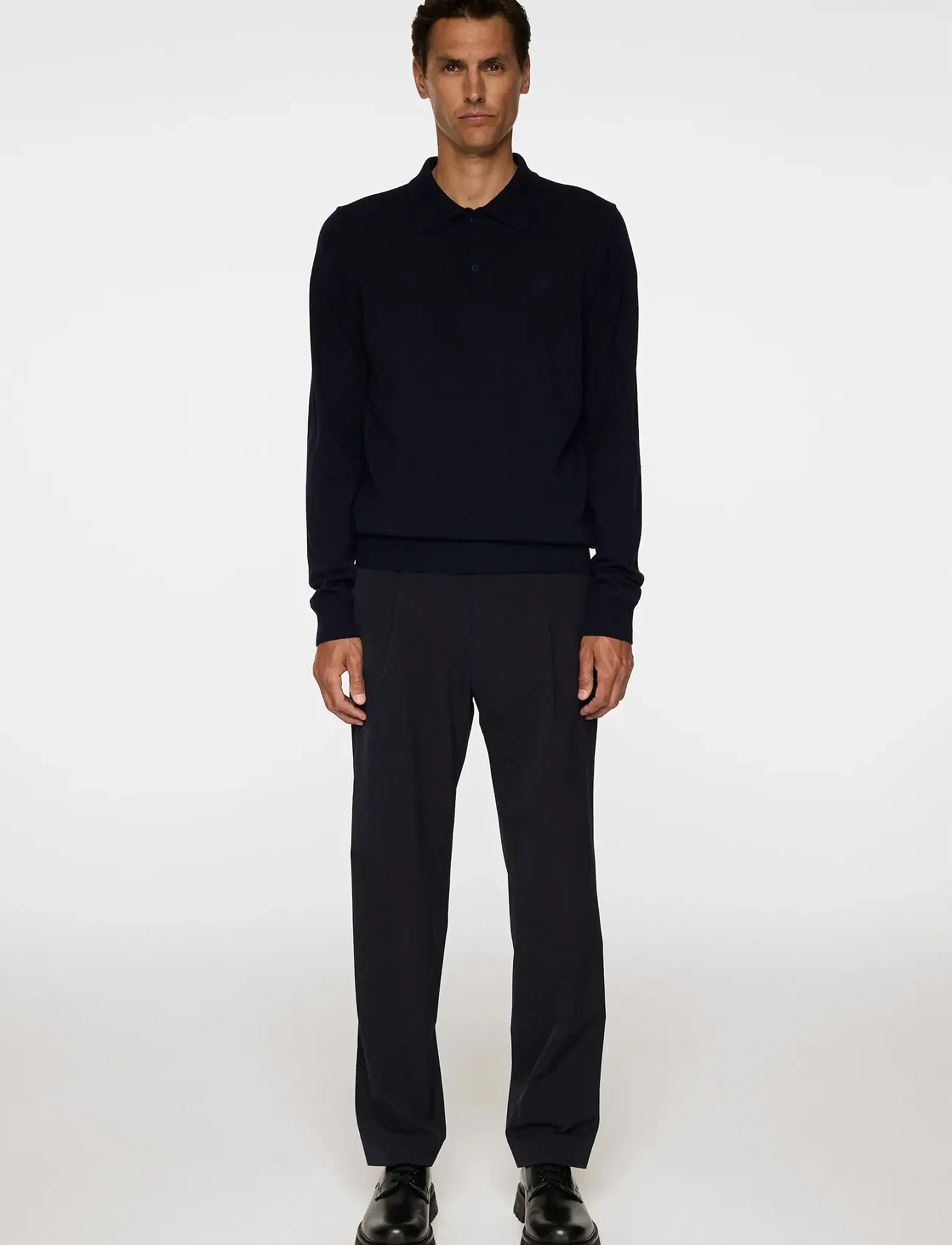 J. Lindeberg - Kai Knitted Merino Polo - langärmelige gestrickte polohemden - jl navy - 4