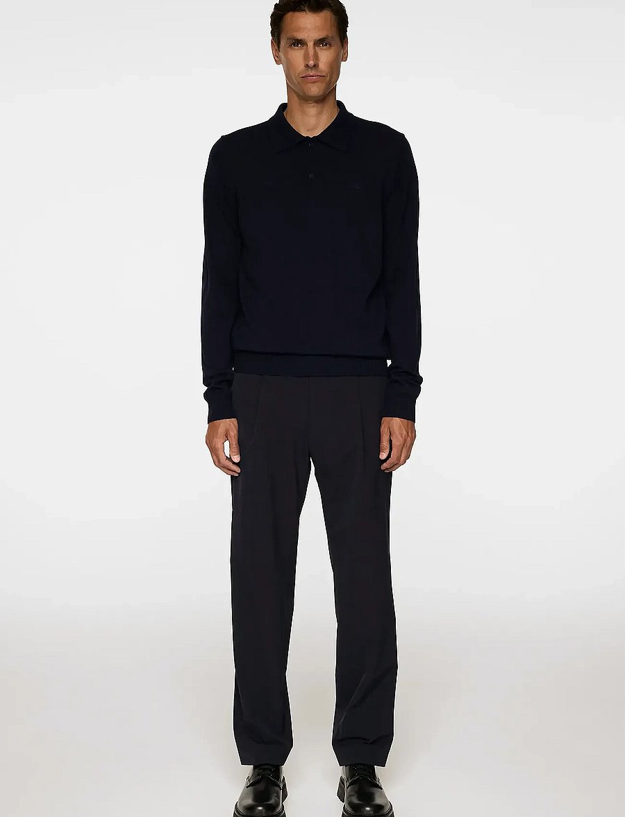 J. Lindeberg - Kai Knitted Merino Polo - langärmelige gestrickte polohemden - jl navy - 4