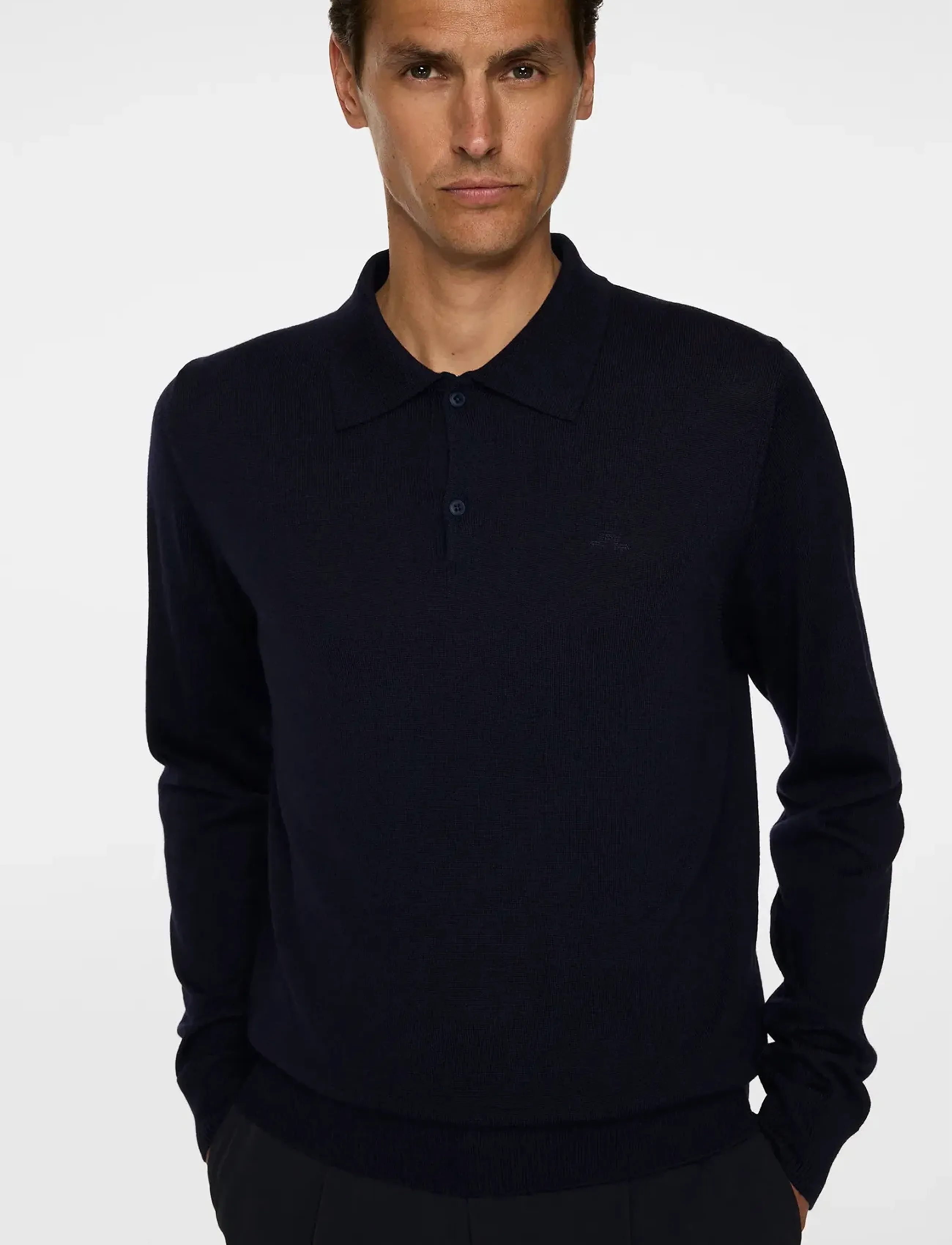 J. Lindeberg - Kai Knitted Merino Polo - langärmelige gestrickte polohemden - jl navy - 5