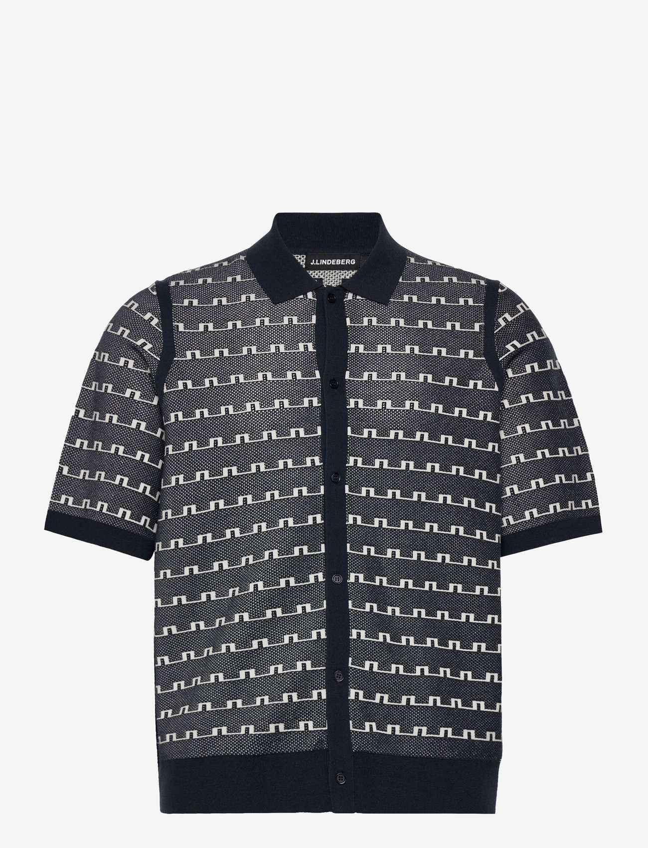 J. Lindeberg - Rolando Logo Jacquard Polo - kortärmade skjortor - jl navy - 1