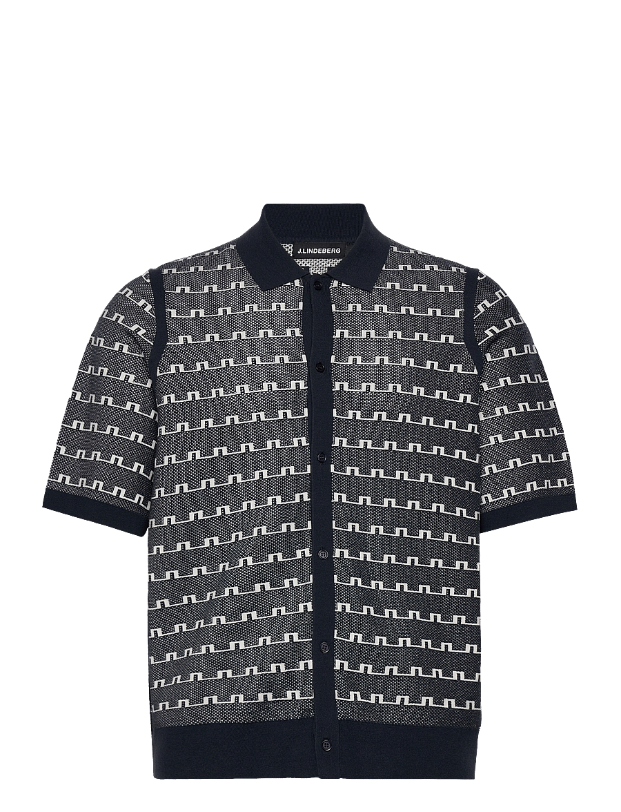 J. Lindeberg - Rolando Logo Jacquard Polo - kortærmede skjorter - jl navy - 1