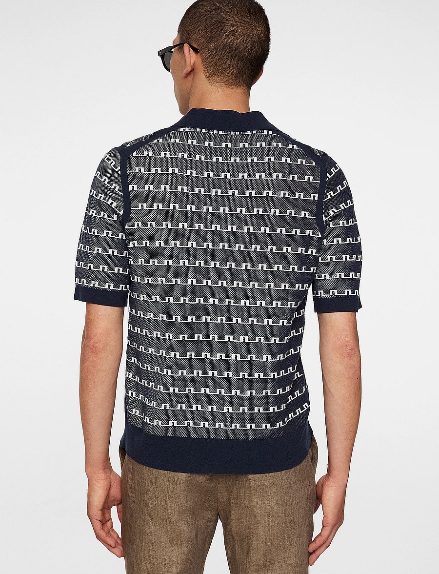 J. Lindeberg - Rolando Logo Jacquard Polo - kortærmede skjorter - jl navy - 3