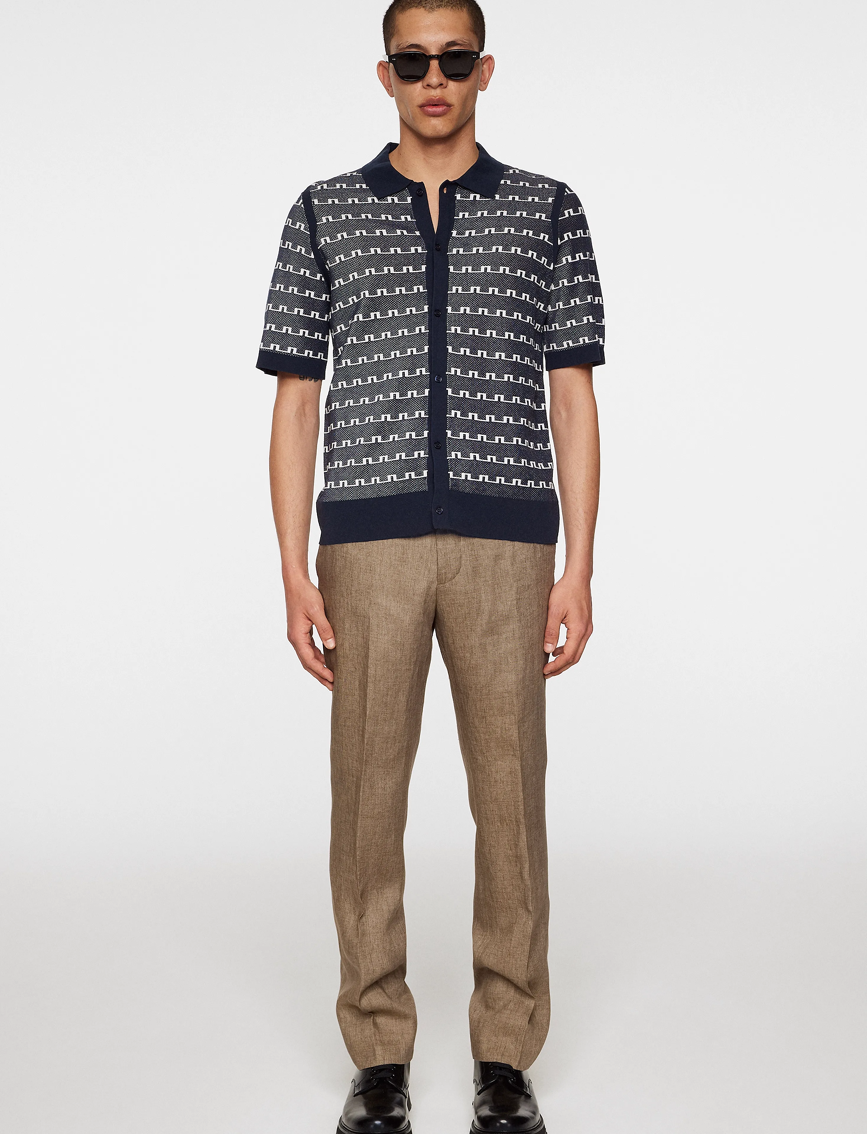 J. Lindeberg - Rolando Logo Jacquard Polo - kortermede skjorter - jl navy - 4