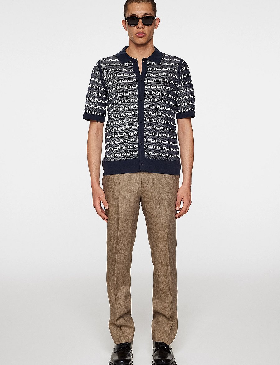 J. Lindeberg - Rolando Logo Jacquard Polo - kortærmede skjorter - jl navy - 4