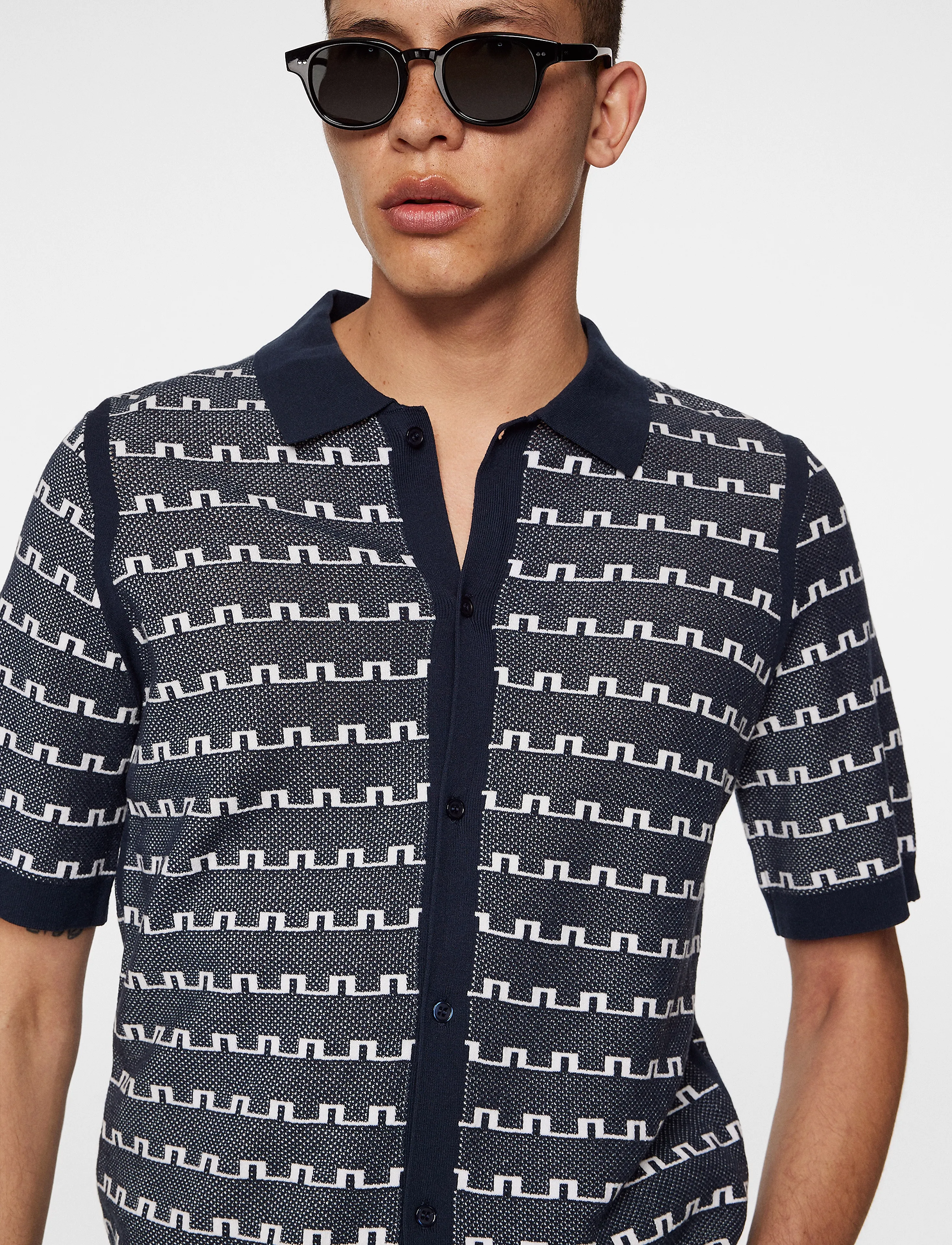 J. Lindeberg - Rolando Logo Jacquard Polo - kortermede skjorter - jl navy - 5