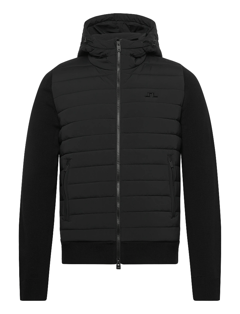 J. Lindeberg - Ebbe Hybrid Knit Hoodie - golfijakid - black - 1