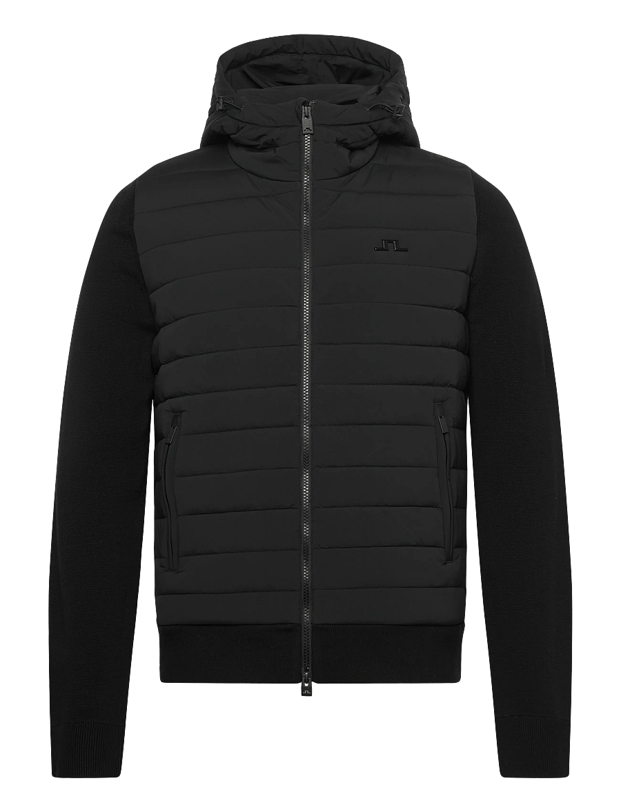 J. Lindeberg - Ebbe Hybrid Knit Hoodie - golfjakker - black - 1