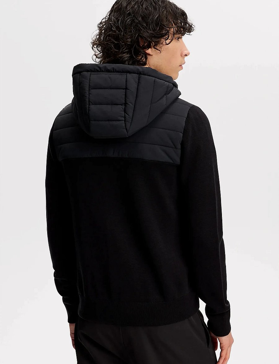 J. Lindeberg - Ebbe Hybrid Knit Hoodie - golfjakker - black - 3