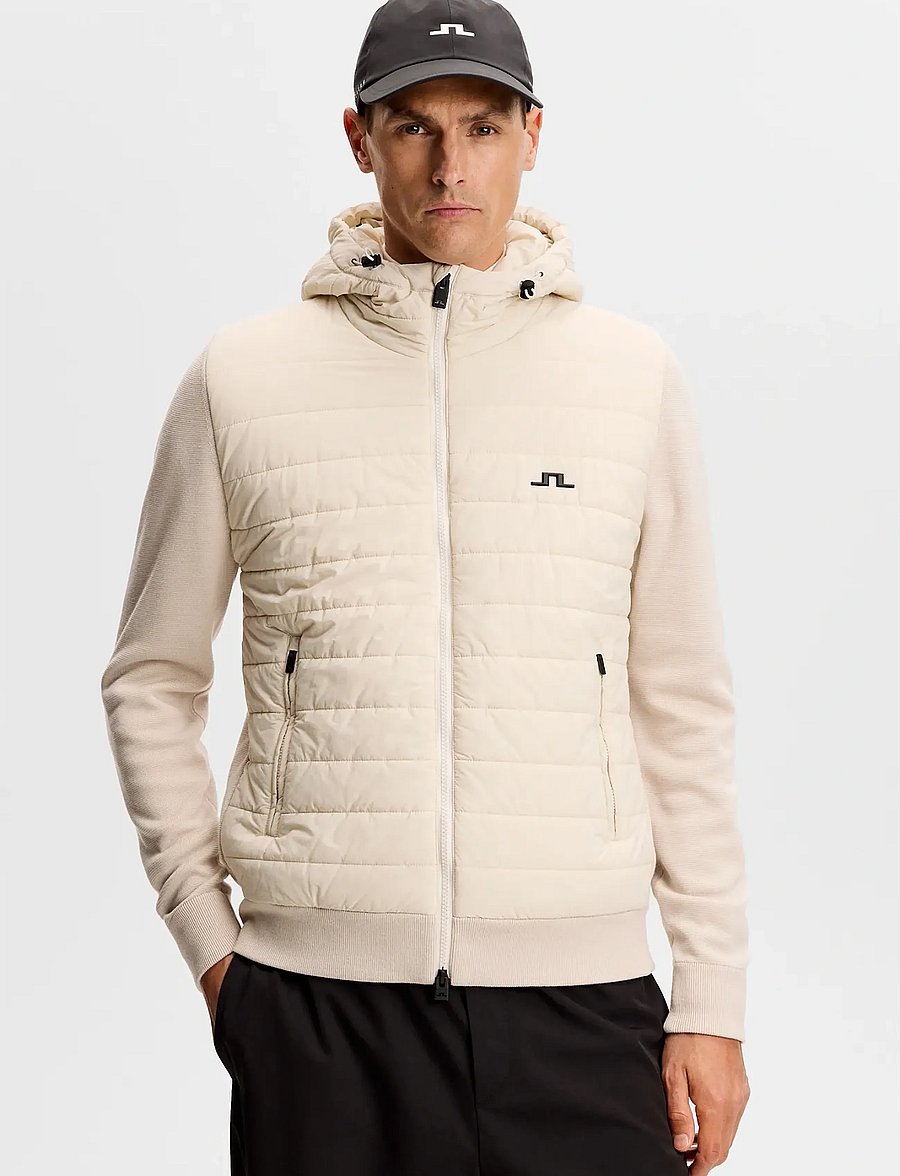 J. Lindeberg - Ebbe Hybrid Knit Hoodie - golfjakker - moonbeam - 0