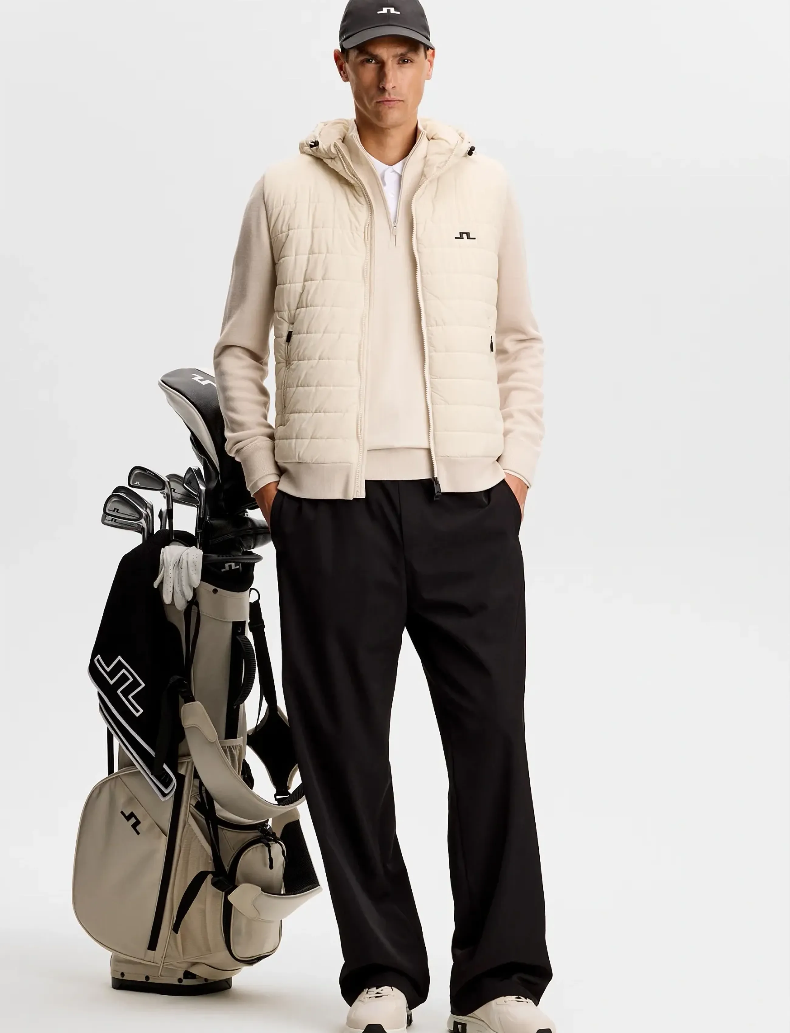 J. Lindeberg - Ebbe Hybrid Knit Hoodie - golfjakker - moonbeam - 3