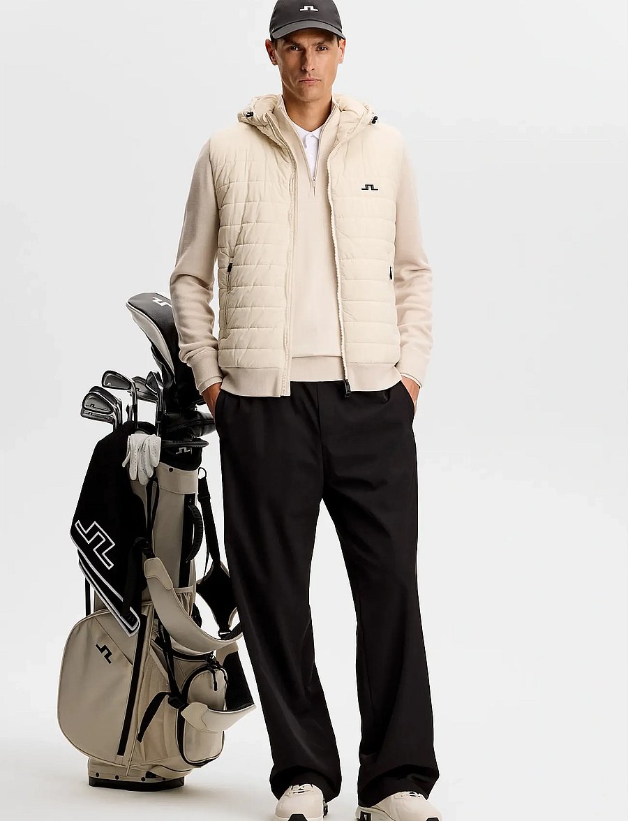 J. Lindeberg - Ebbe Hybrid Knit Hoodie - golfjakker - moonbeam - 3